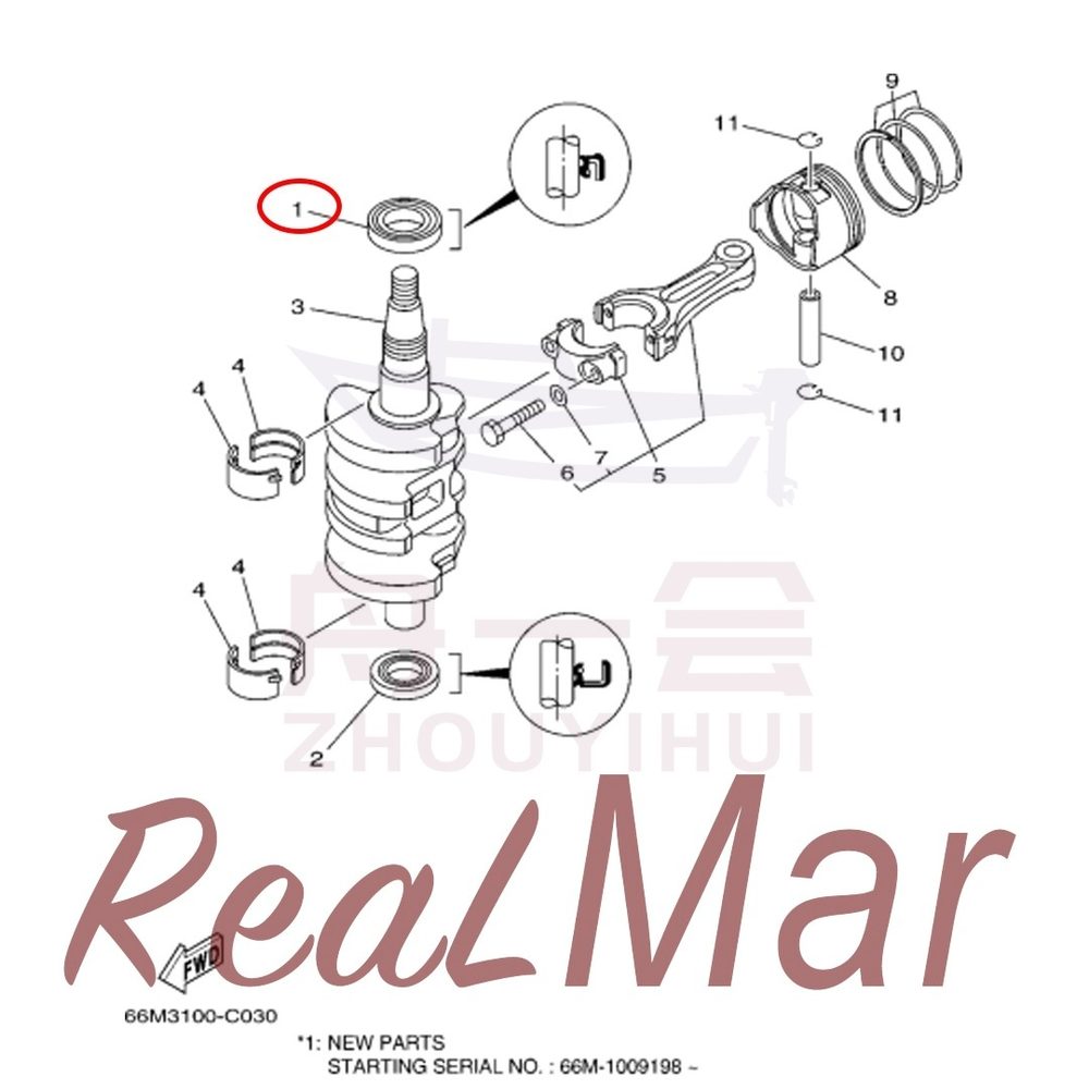 FIG. 3 CRANKSHAFT & PISTON 爆炸图