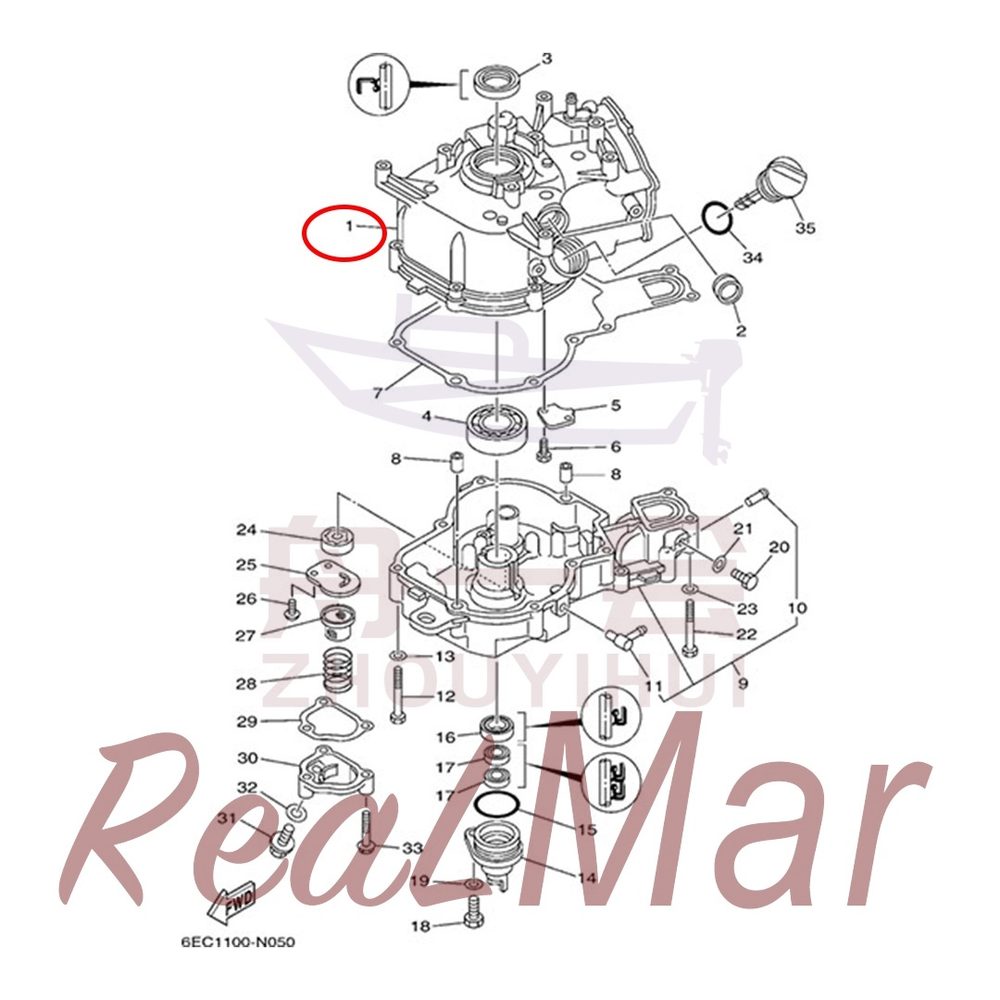 FIG. 5 CYLINDER & CRANKCASE 2 爆炸图