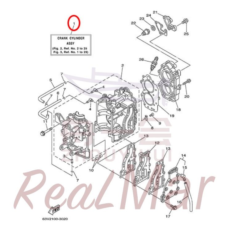 FIG. 2 CYLINDER & CRANKCASE Рис.