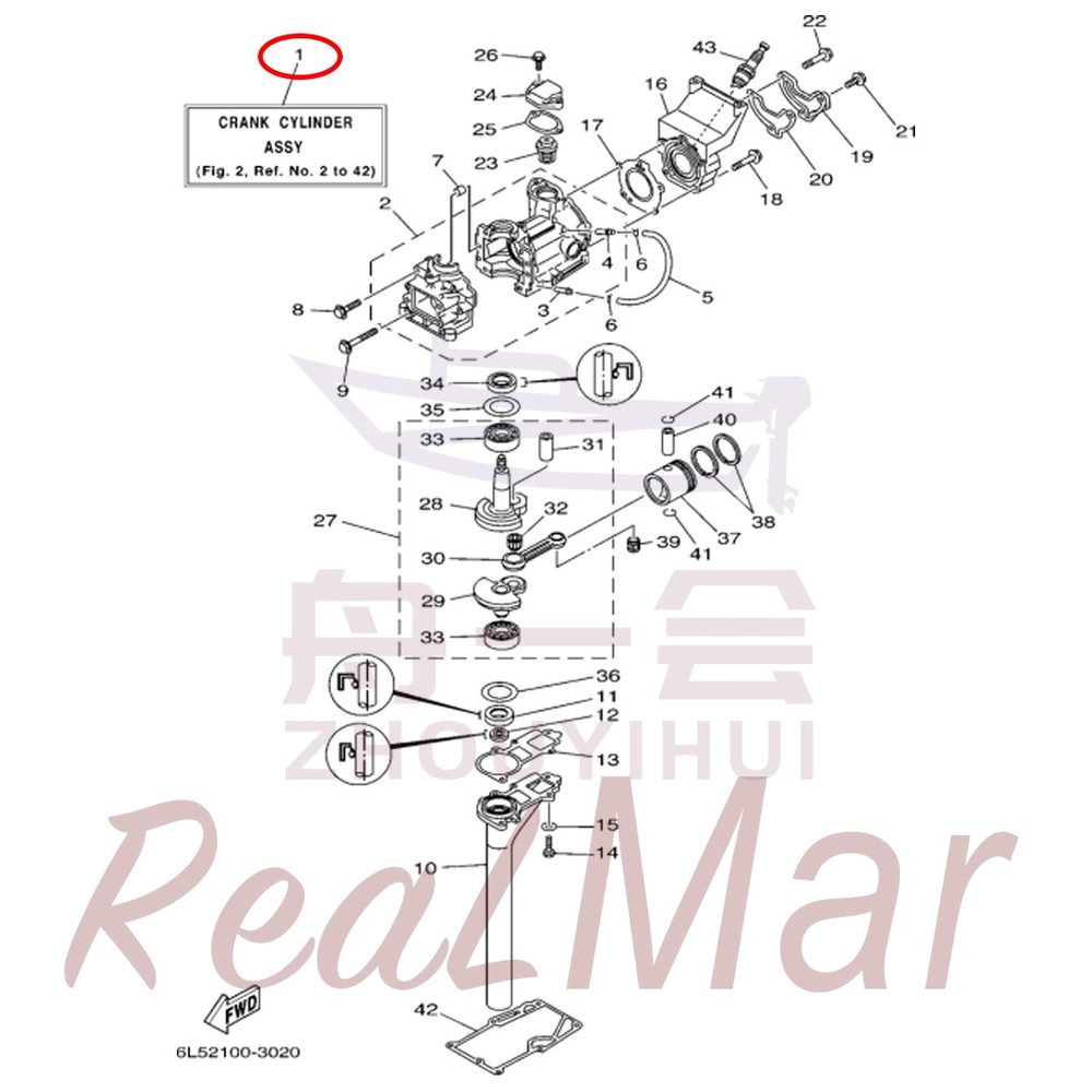 FIG. 2 CYLINDER & CRANKCASE Рис.