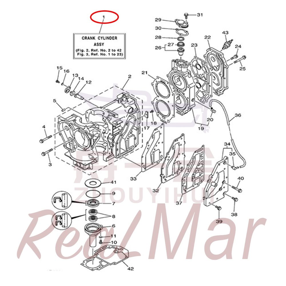 FIG. 2 CYLINDER & CRANKCASE Рис.