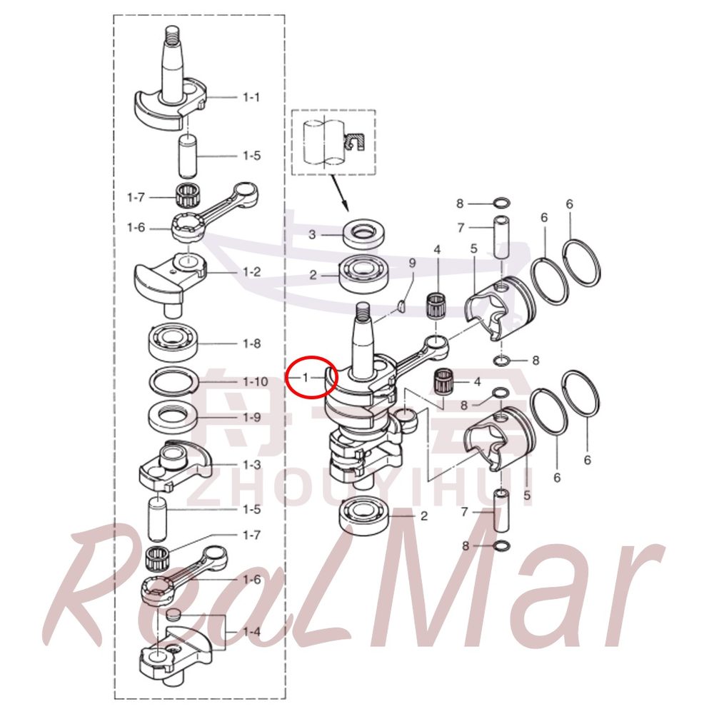 Fig. 2 PISTON・CRANKSHAFT Рис.