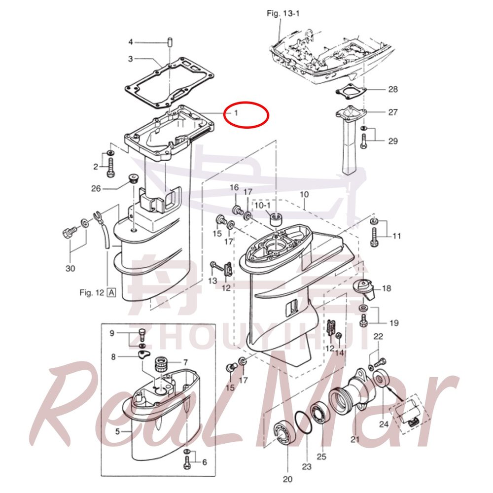 Fig. 9 DRIVE SHAFT HOUSING・GEAR CASE Рис.