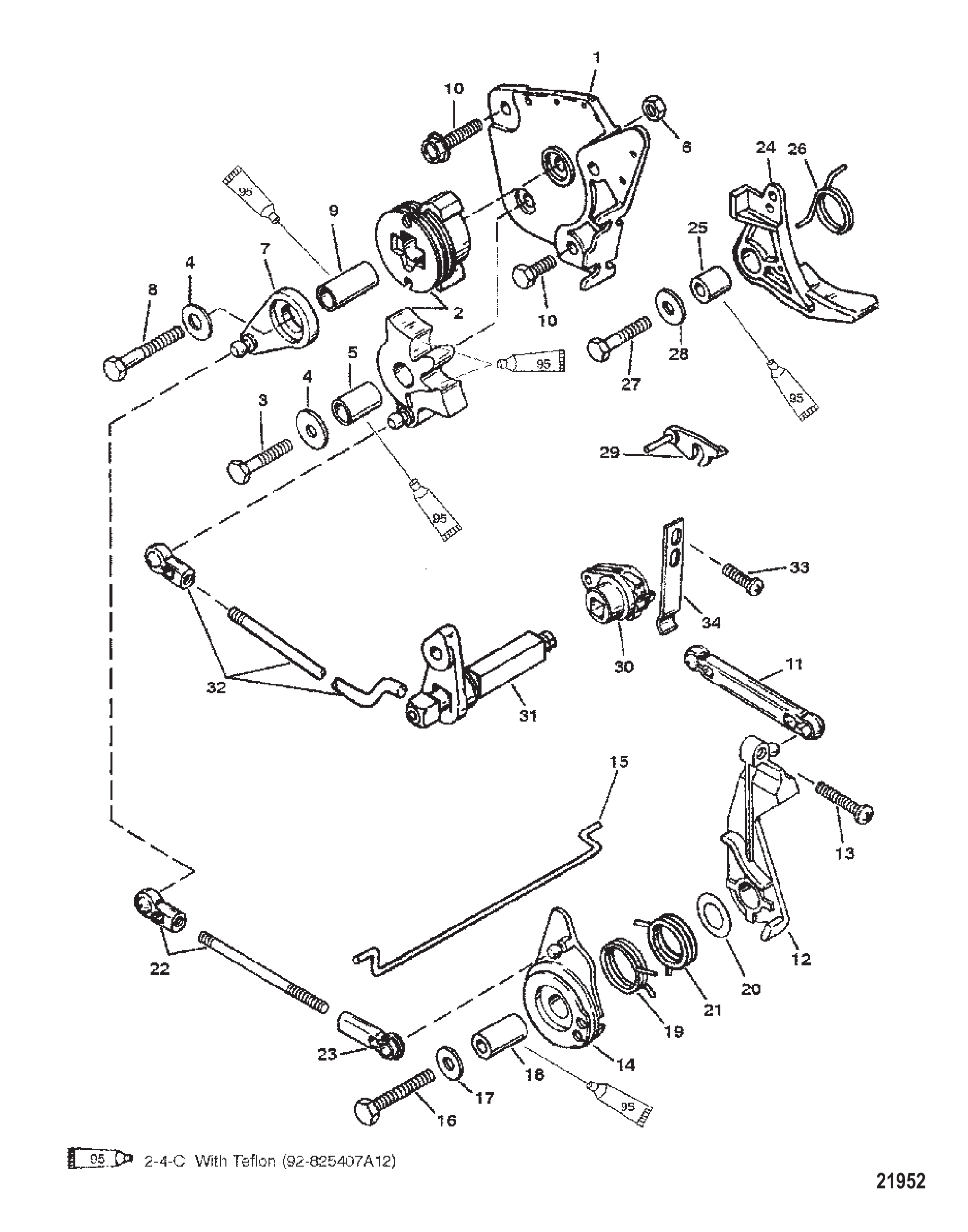 油门与换挡联动装置（舵柄型号） Throttle and Shift Linkage (Tiller Handle Models)