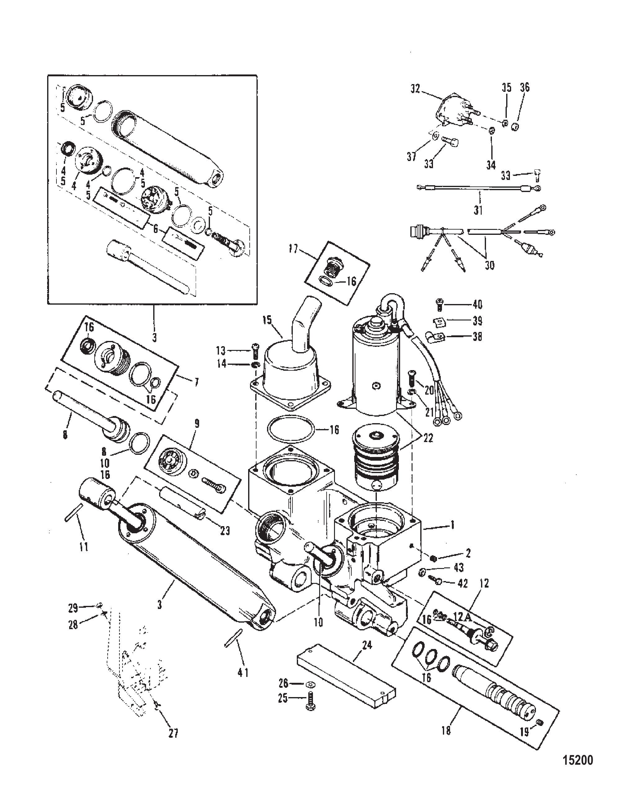 动力升降倾斜组件（三液压缸设计I型） Power Trim Components (Three Ram Power Trim Design I)