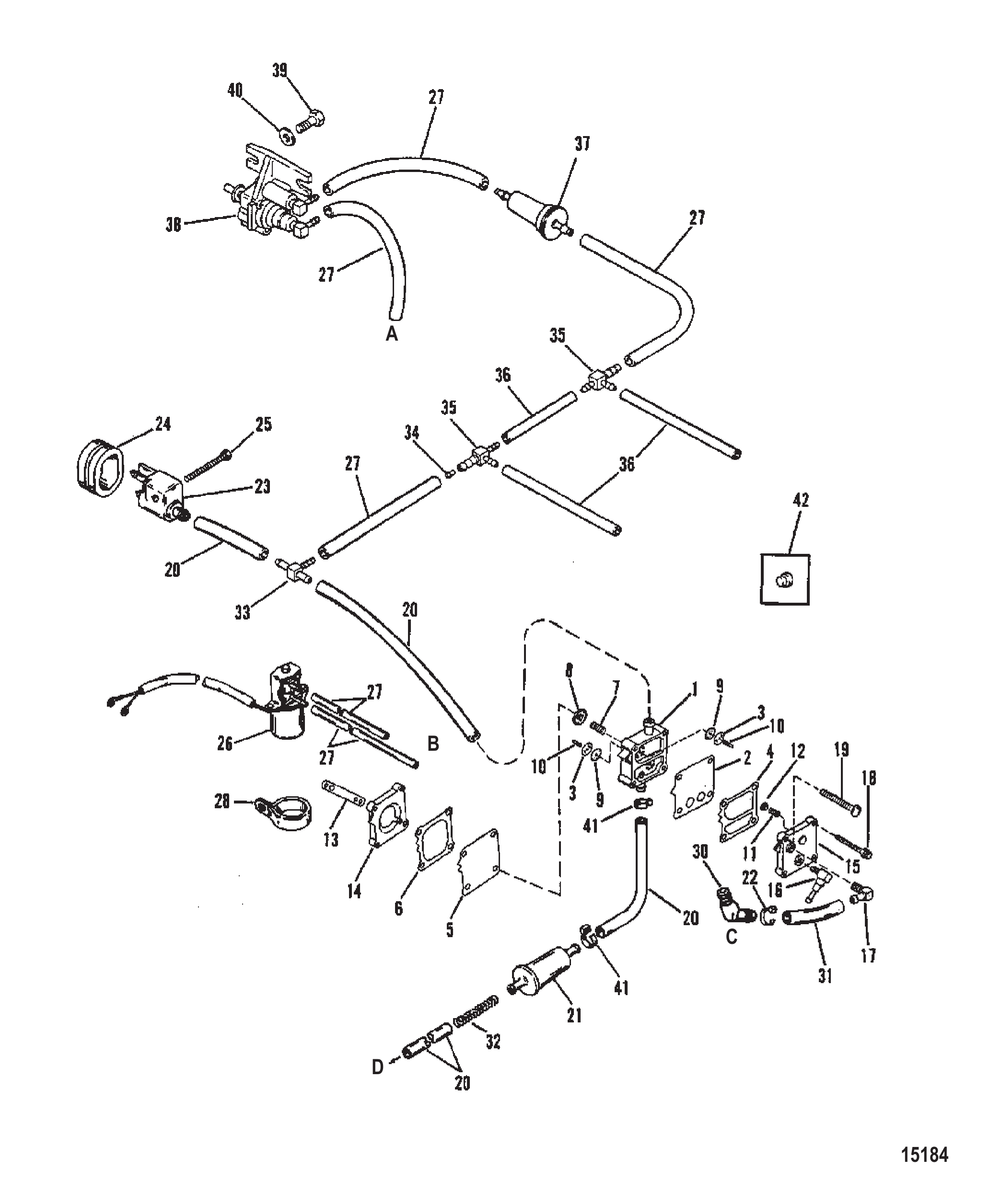 燃油泵（配90度止回阀，参考编号16） Fuel Pump (Use With 90 Degree Check Valve Reference #16)