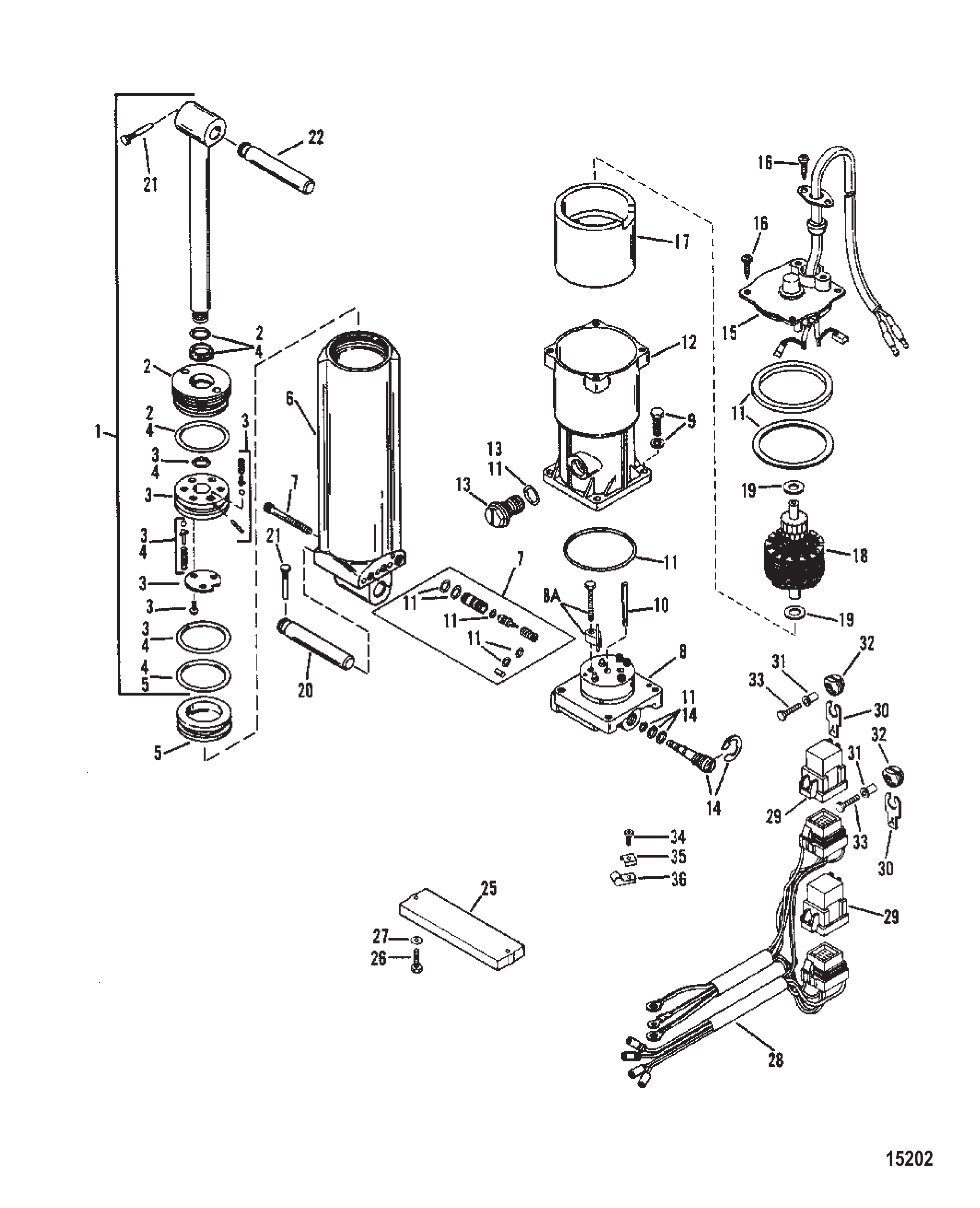 动力升降倾斜组件（单液压缸设计） Power Trim Components (Single Ram Power Trim)