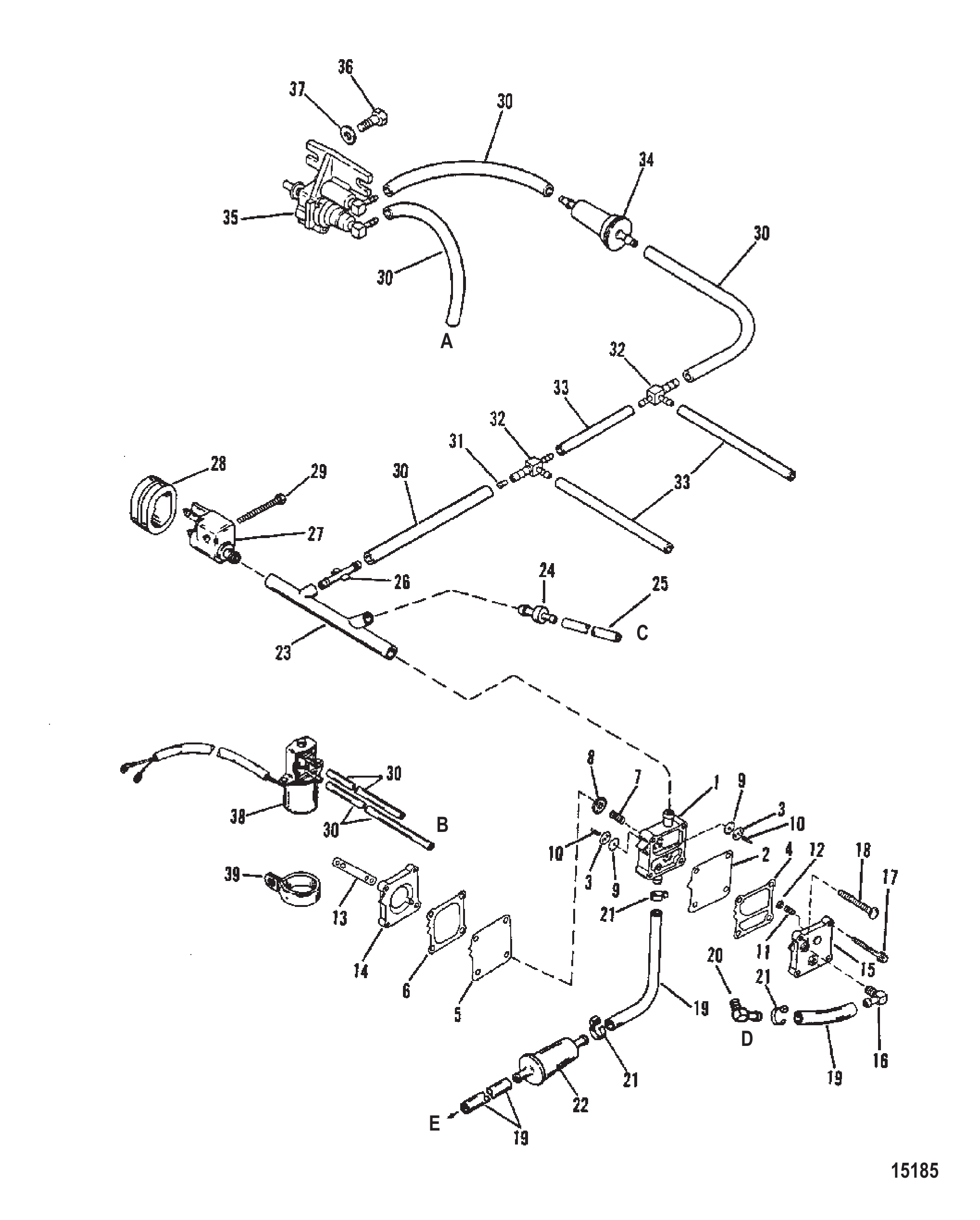 燃油泵（配直列止回阀，参考编号24） Fuel Pump (Use With Inline Check Valve Reference Number 24)
