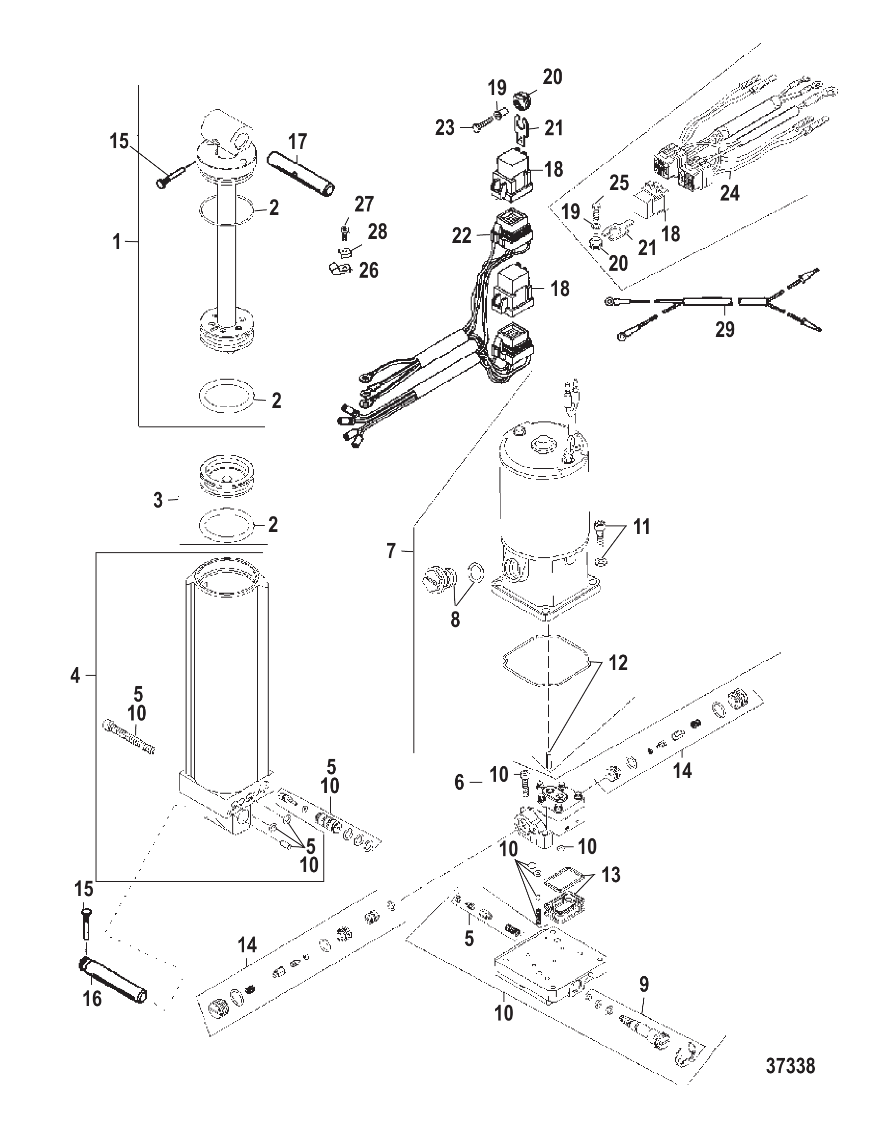 动力升降倾斜装置（黄色注油塞）（G359968/9934137及以上） POWER TRIM (YELLOW FILL PLUG)(G359968/9934137 AND UP