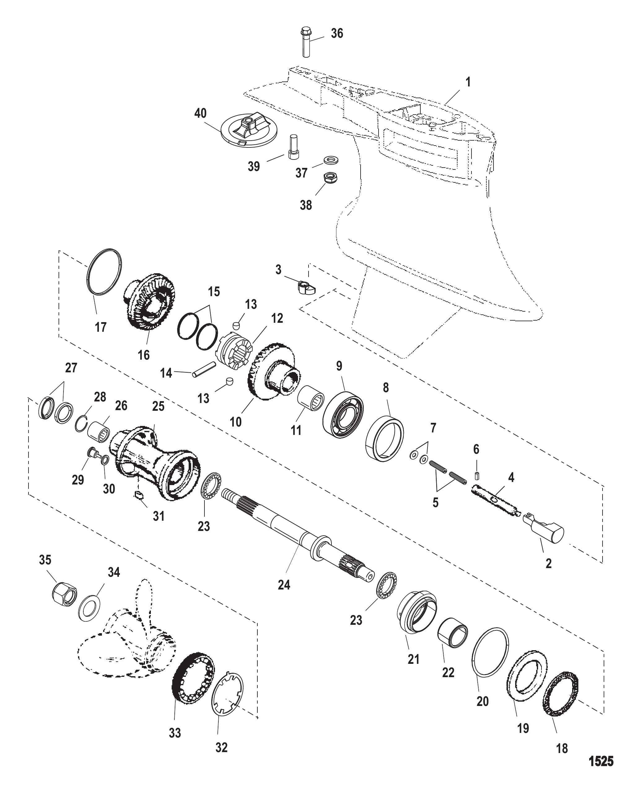 齿轮箱螺旋桨轴-反向旋转 Gear Housing Propeller Shaft - Counter Rotation