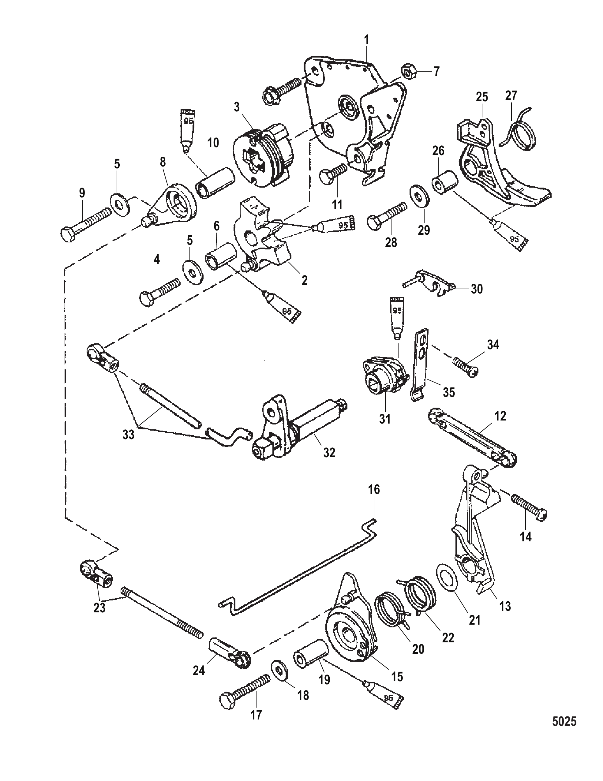 油门换挡联动机构(舵柄) Throttle and Shift Linkage (Tiller Handle)