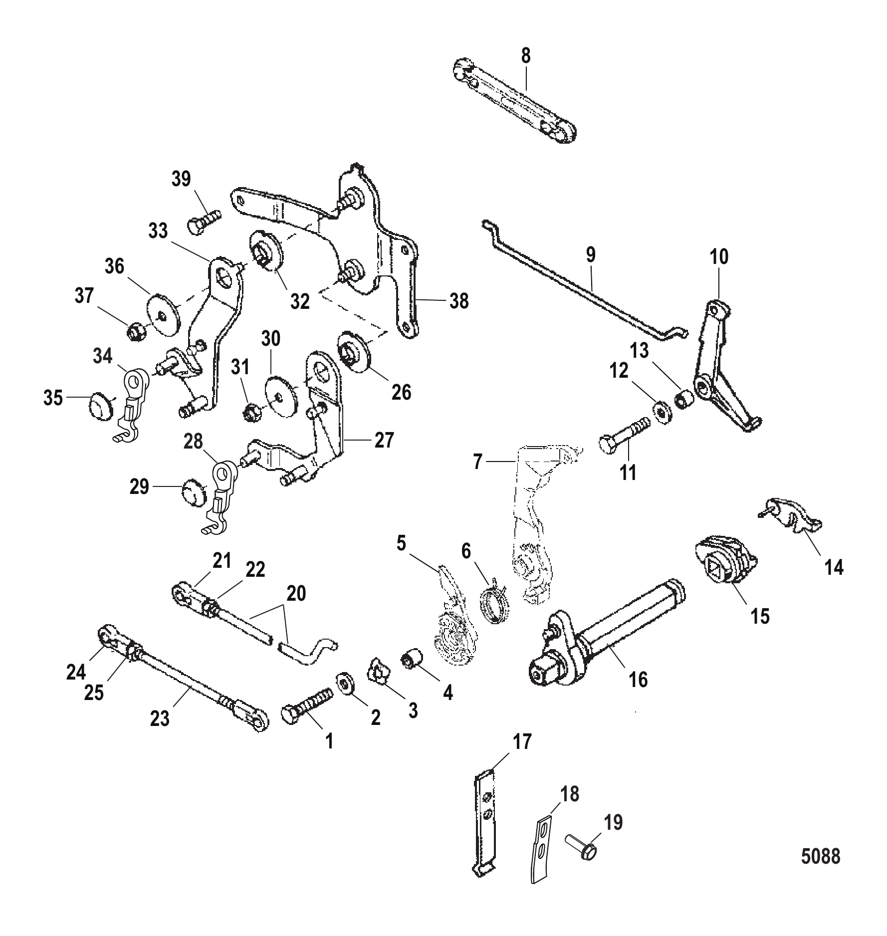 油门和换挡联动装置（遥控） Throttle and Shift Linkage (Remote Control)