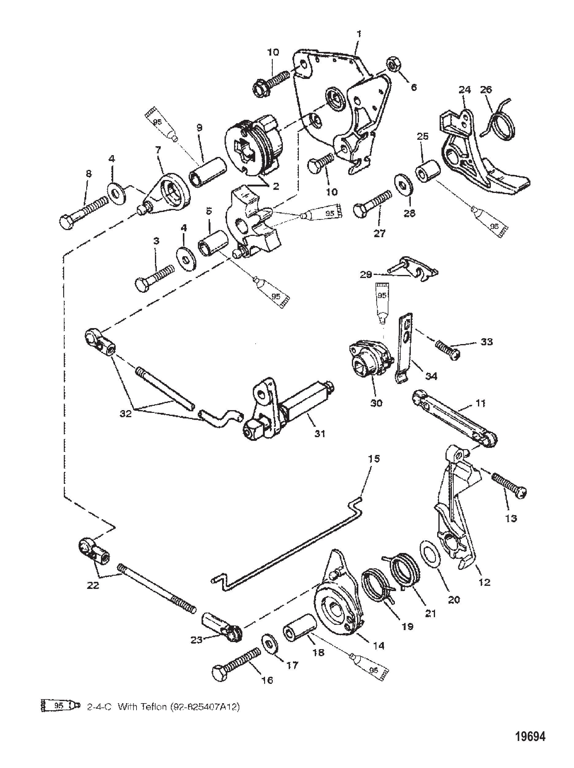 油门和换挡联动装置（舵柄换挡） Throttle and Shift Linkage (Tiller Handle Shift)