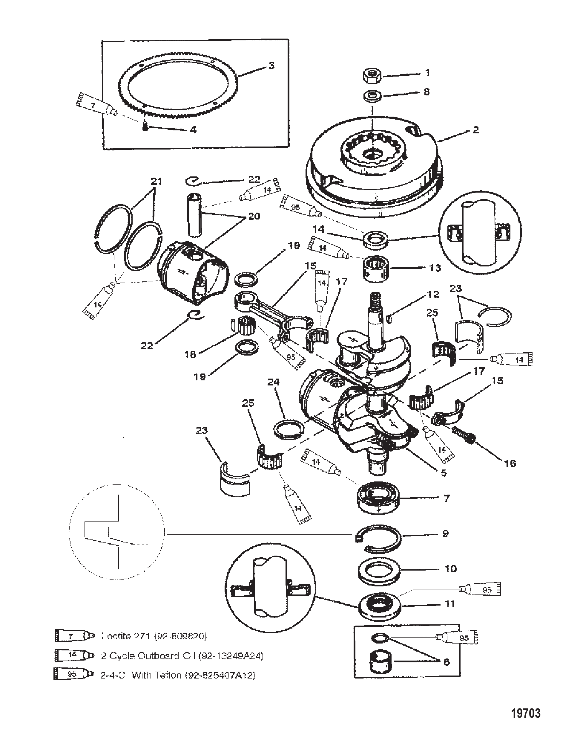 曲轴（15）（9.9-序列号-美国-0G112450/比利时-9831800 及以上） Crankshaft (15)(9.9-S/N-USA-0G112450/BEL-9831800 & Up)