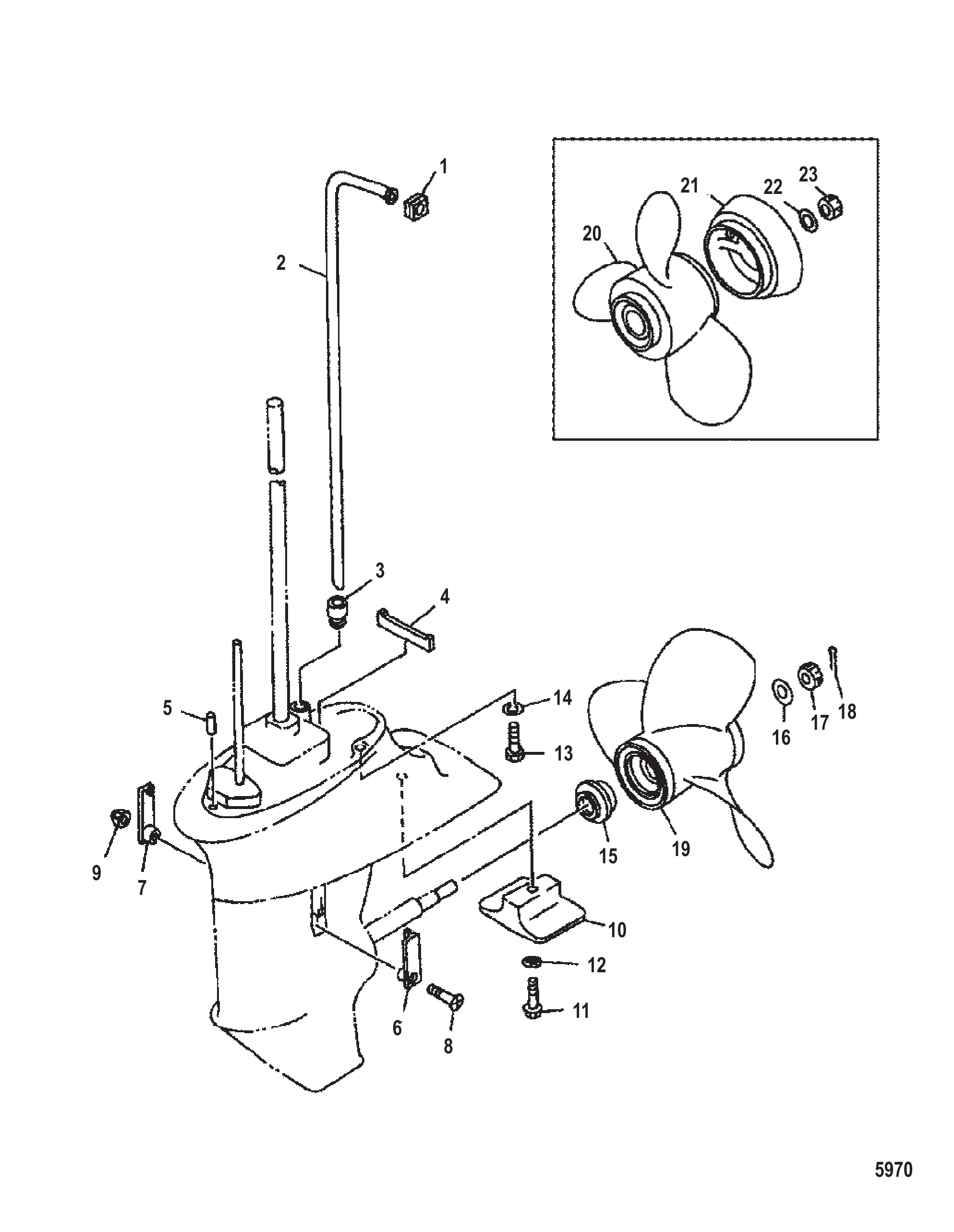 齿轮箱螺旋桨与水管 Gear Housing Propeller and Water Tube