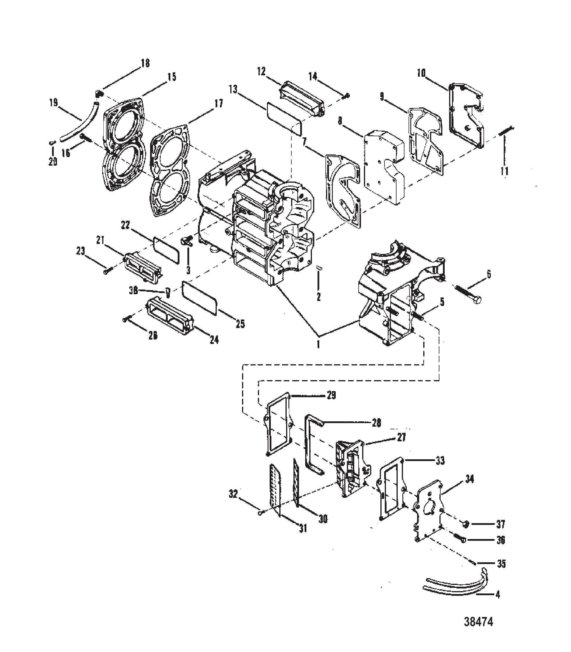 气缸体（美国-0B114230/加拿大-0A719660/比利时-9467987 及以下） BLOCK (US-0B114230/Can-0A719660/Bel-9467987 and Below)
