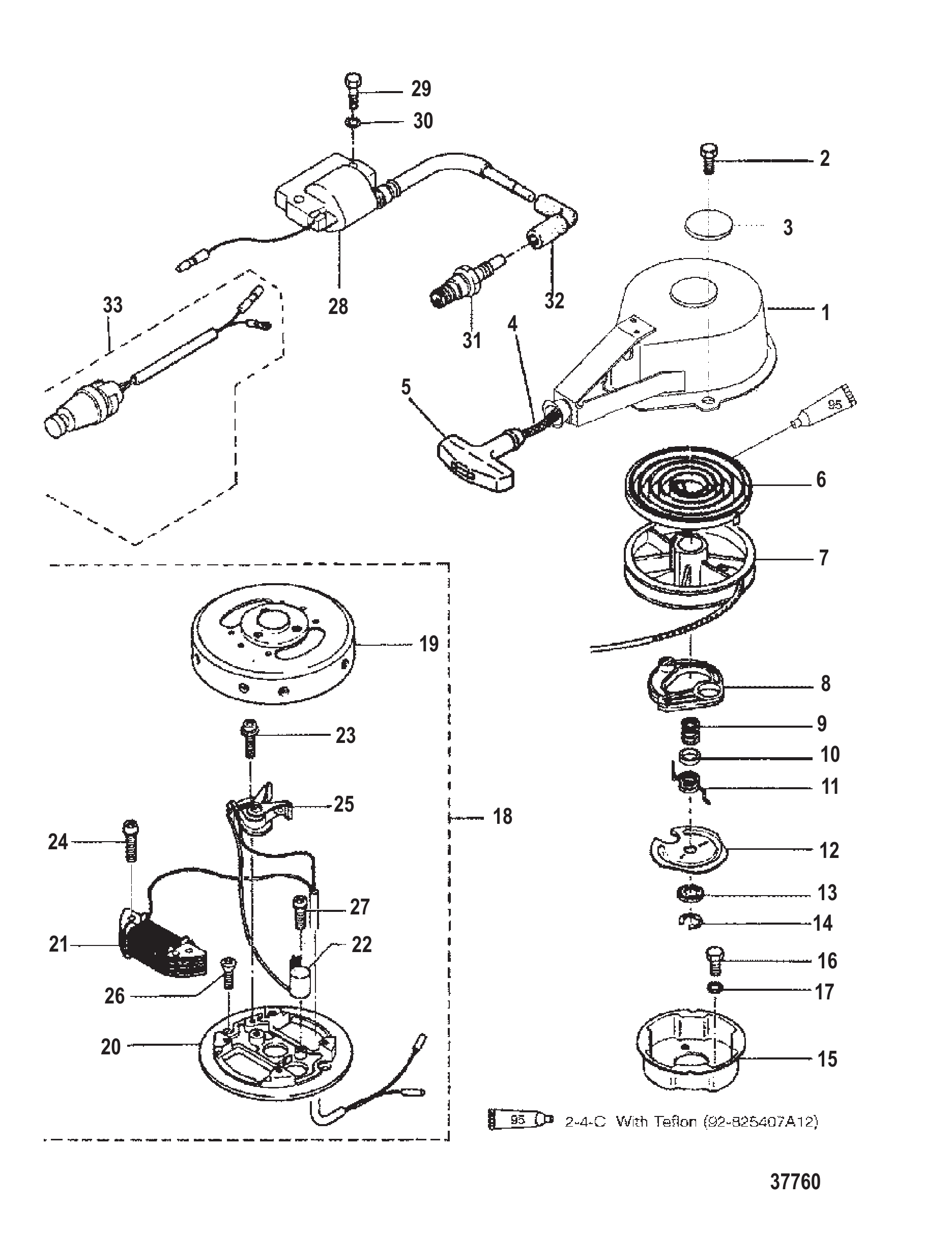 反冲和点火组件（断电器点火） RECOIL AND IGNITION COMPONENTS (BREAKER POINT IGNITION)