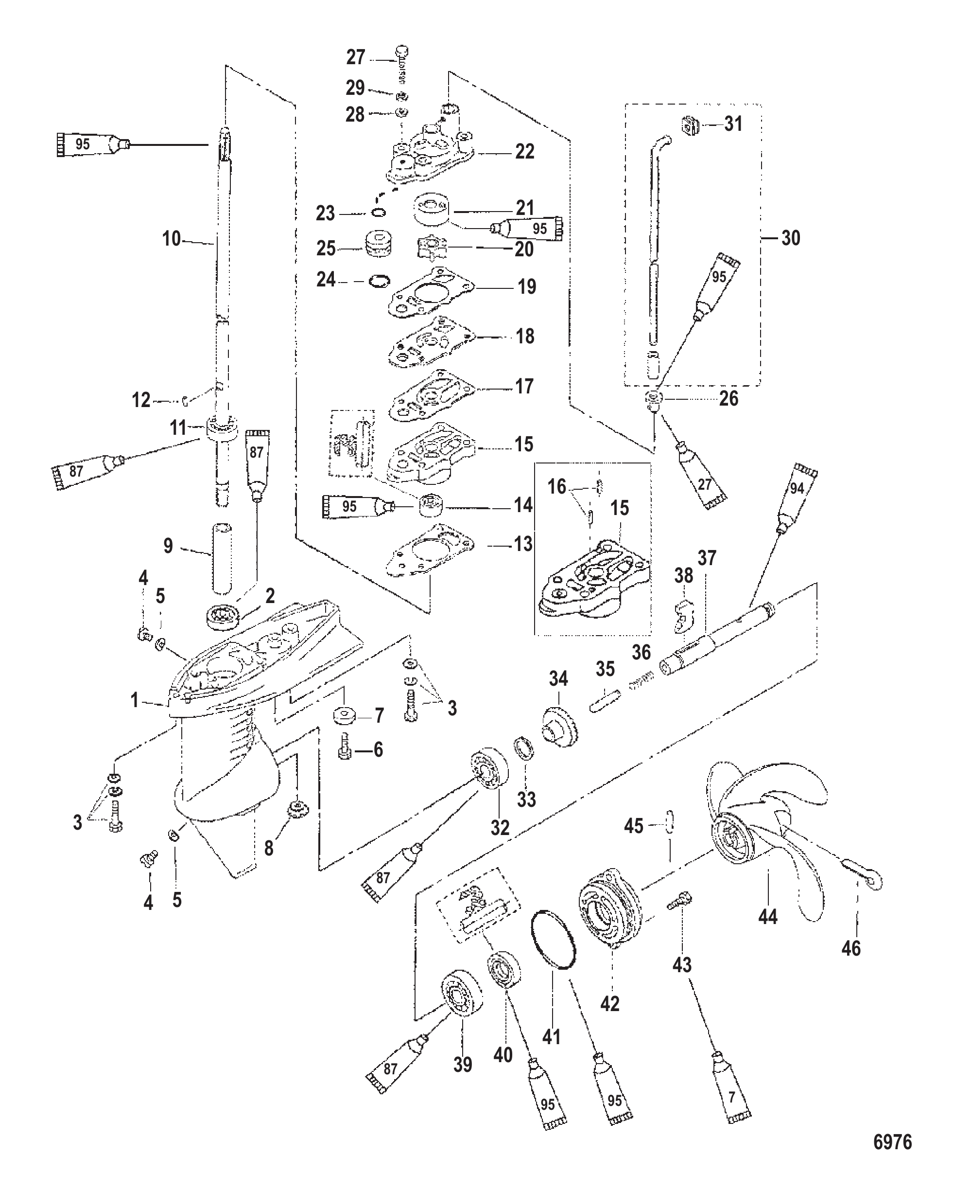 齿轮箱总成（3.3马力） Gear Housing Assembly (3.3 HP)