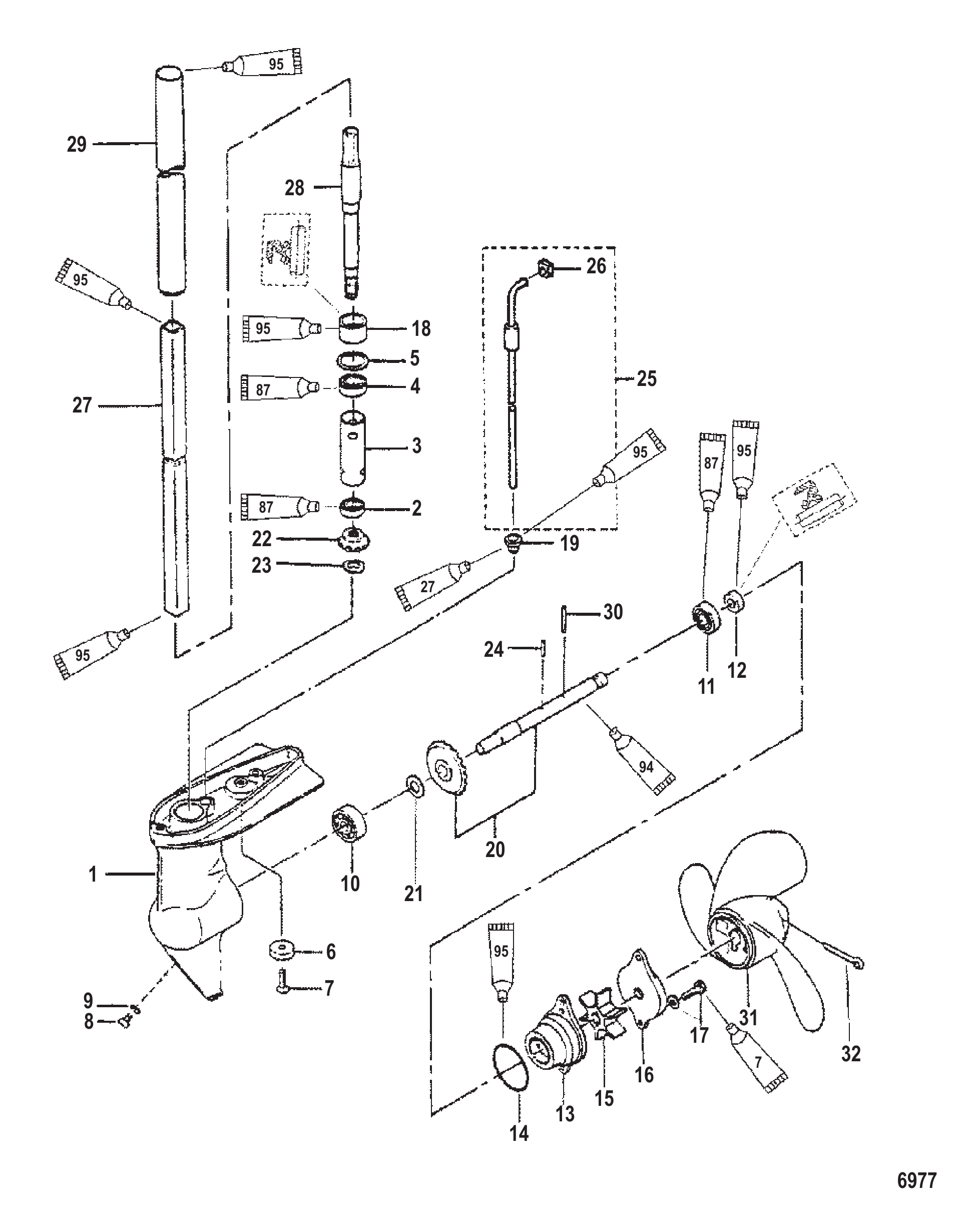 齿轮箱总成 2/2.5马力 Gear Housing Assembly 2/2.5 Horsepower