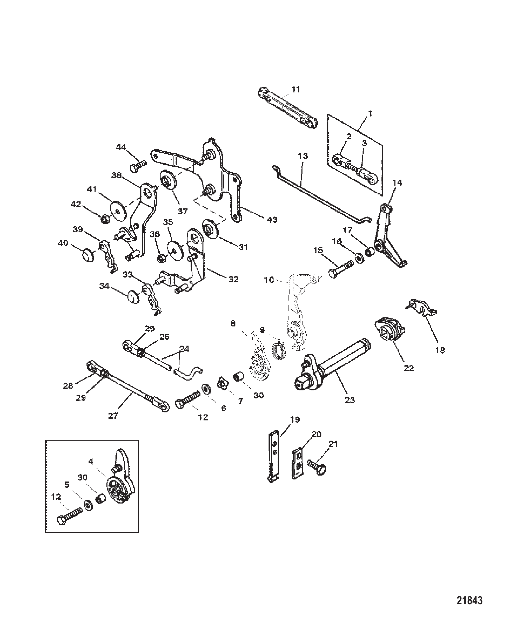 油门和换挡联动装置（遥控） Throttle and Shift Linkage (Remote Control)