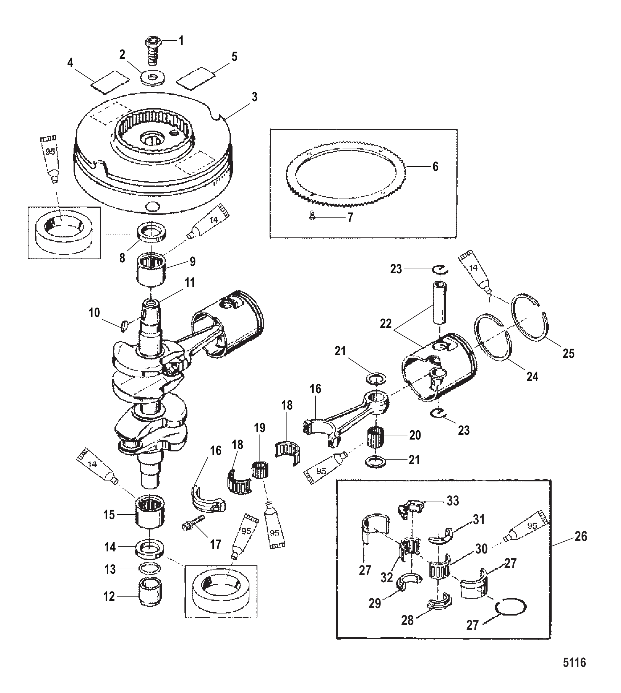 曲轴活塞与飞轮 Crankshaft Pistons and Flywheel