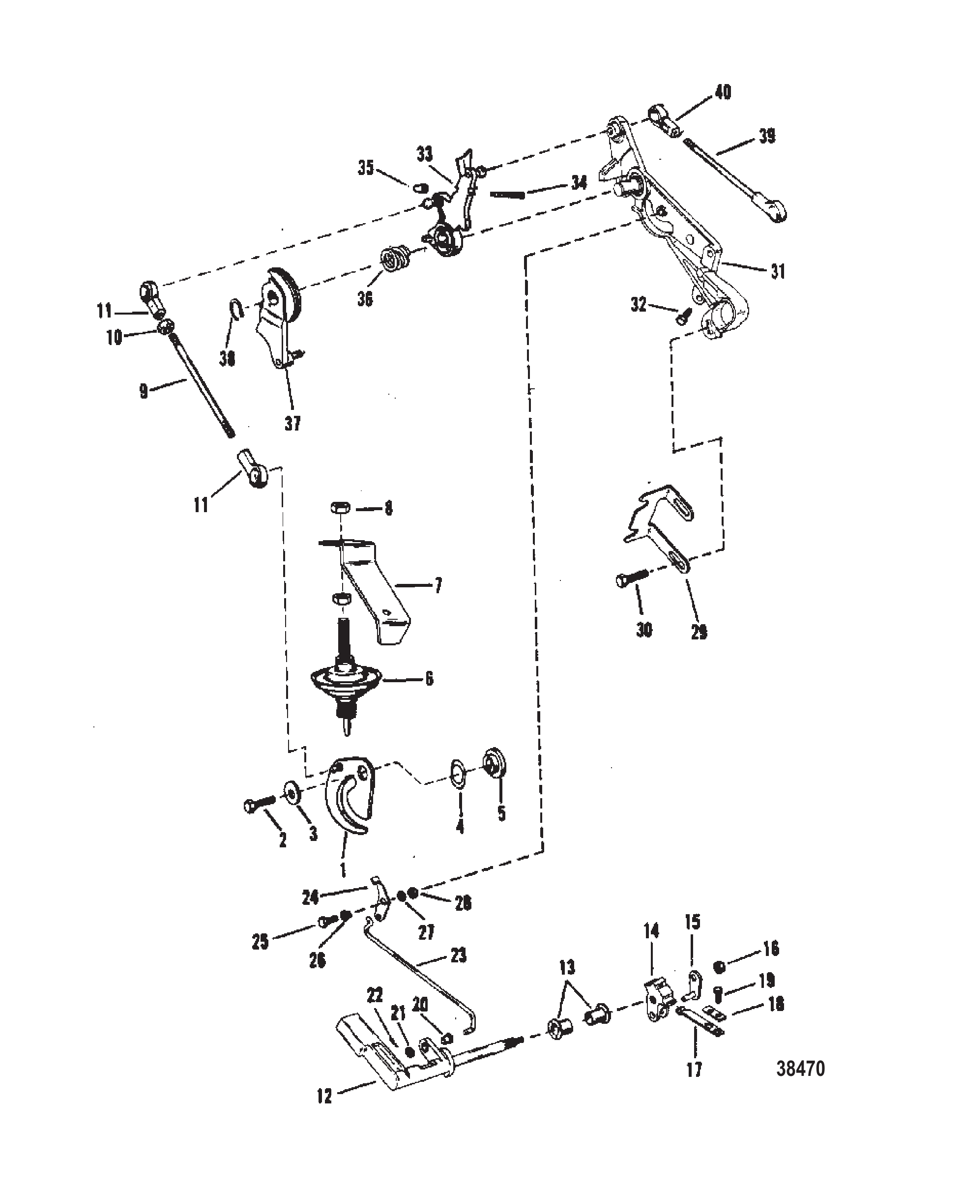 油门和换挡联动装置（Mariner）（手动） THROTTLE AND SHIFT LINKAGE (MARINER)(MANUAL)