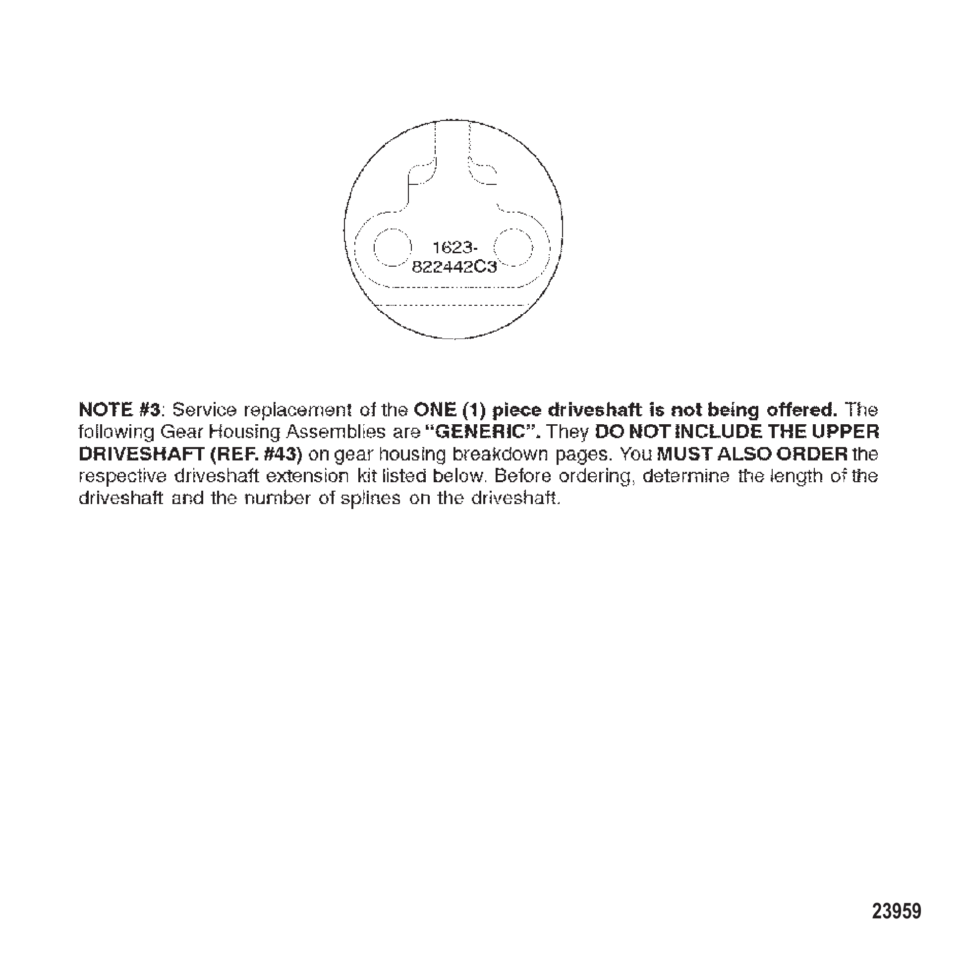 GEAR HOUSING CHART (S/N-0G438000 &amp; UP)