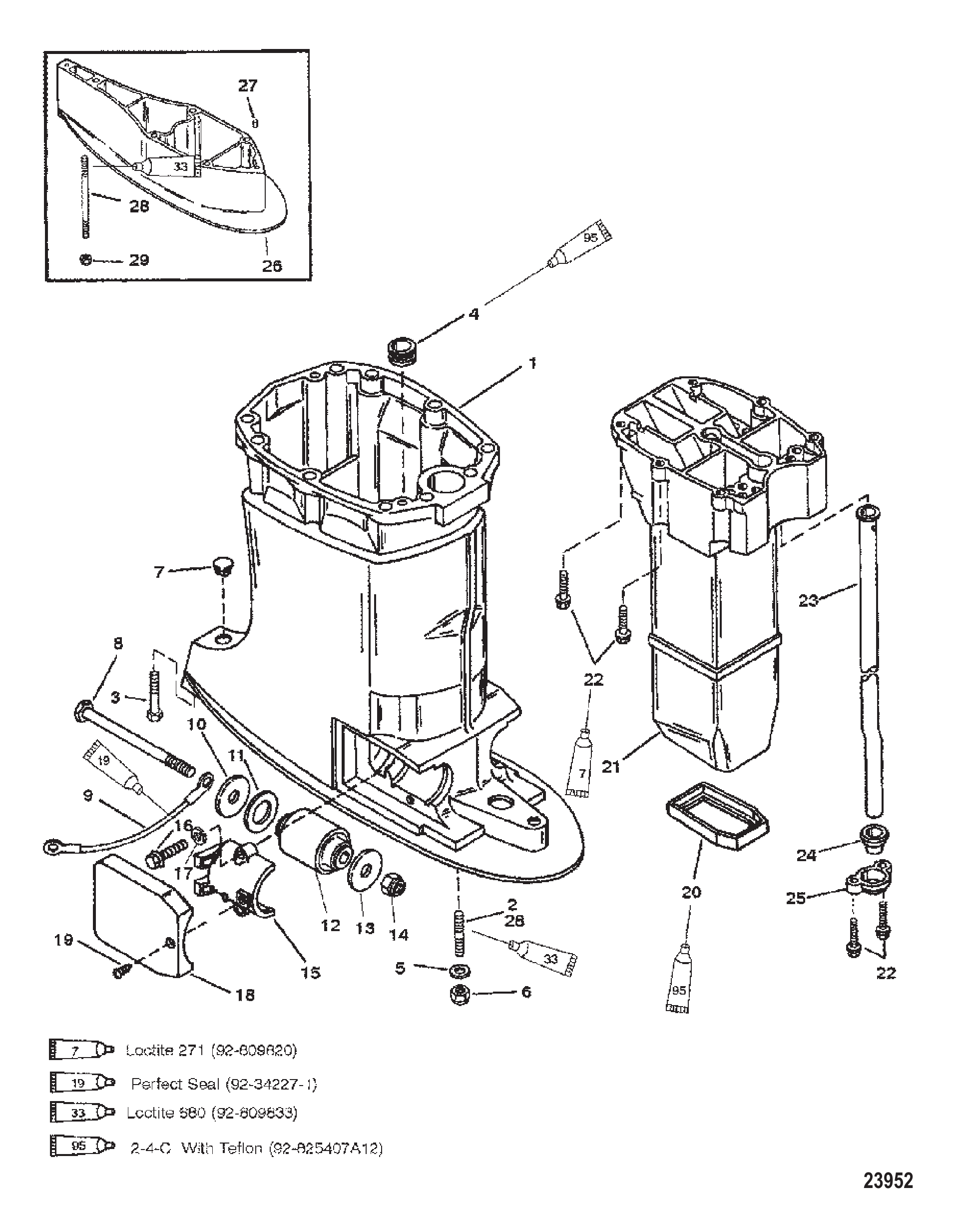 驱动轴壳体(序列号0G437999及以下) DRIVESHAFT HOUSING (S/N-0G437999 AND BELOW)