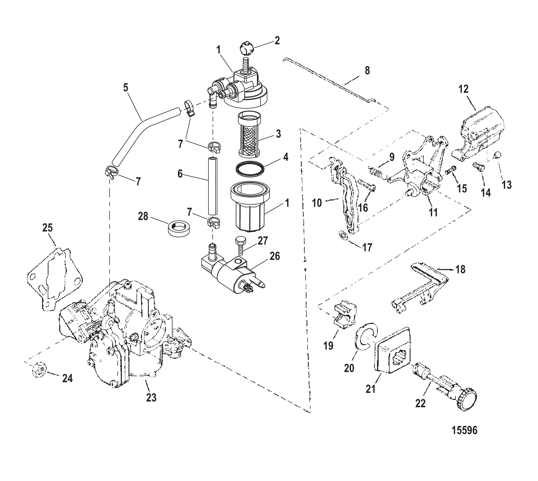 燃油系统组件（USA-1B153168/BEL-0P365662及以上） Fuel System Components (USA-1B153168/BEL-0P365662 and up)