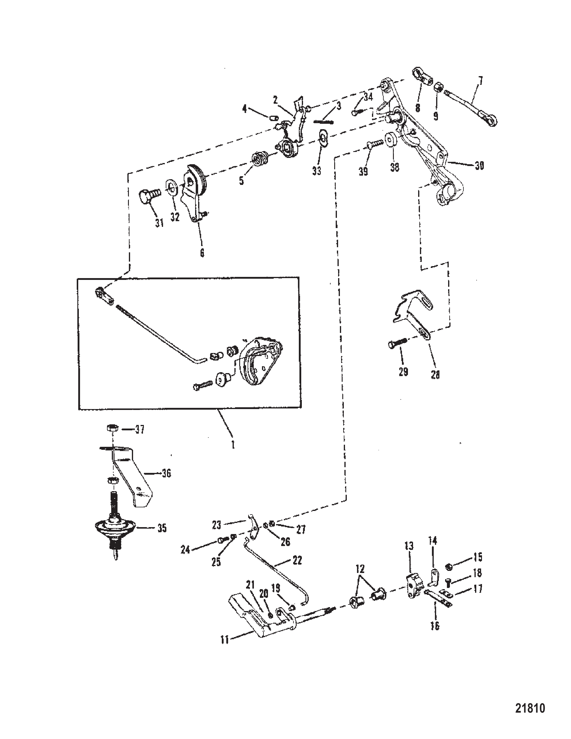 油门与换挡联动装置（侧换挡） Throttle and Shift Linkage (Side Shift)