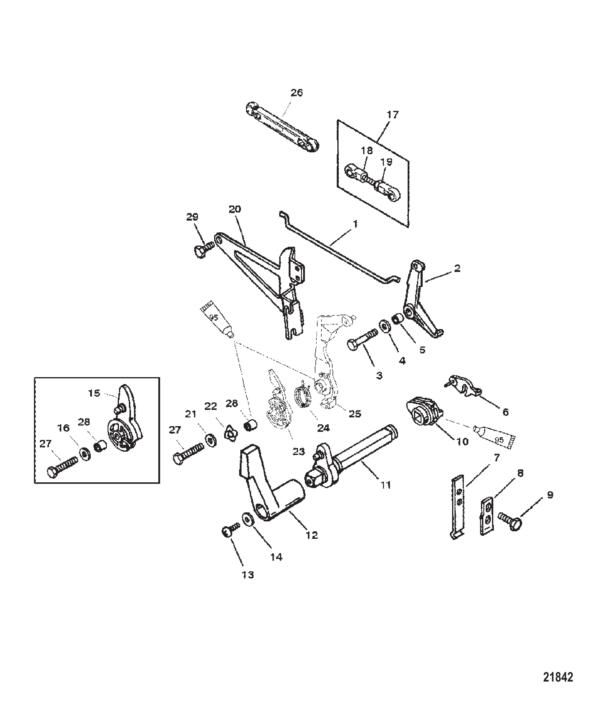 油门与换挡联动装置（侧换挡） Throttle and Shift Linkage (Side Shift)