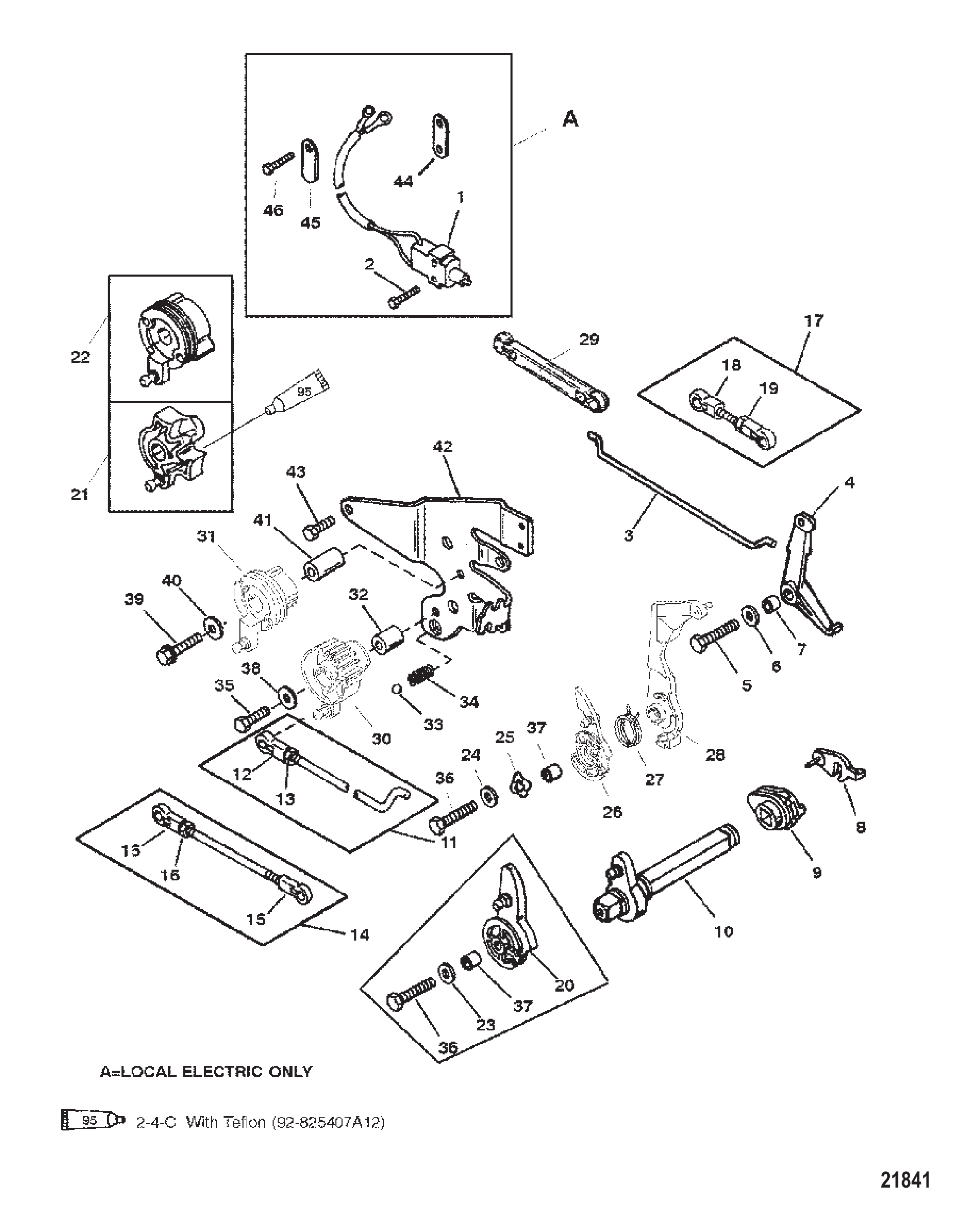 油门和换挡联动装置（舵柄换挡） Throttle and Shift Linkage (Tiller Handle Shift)
