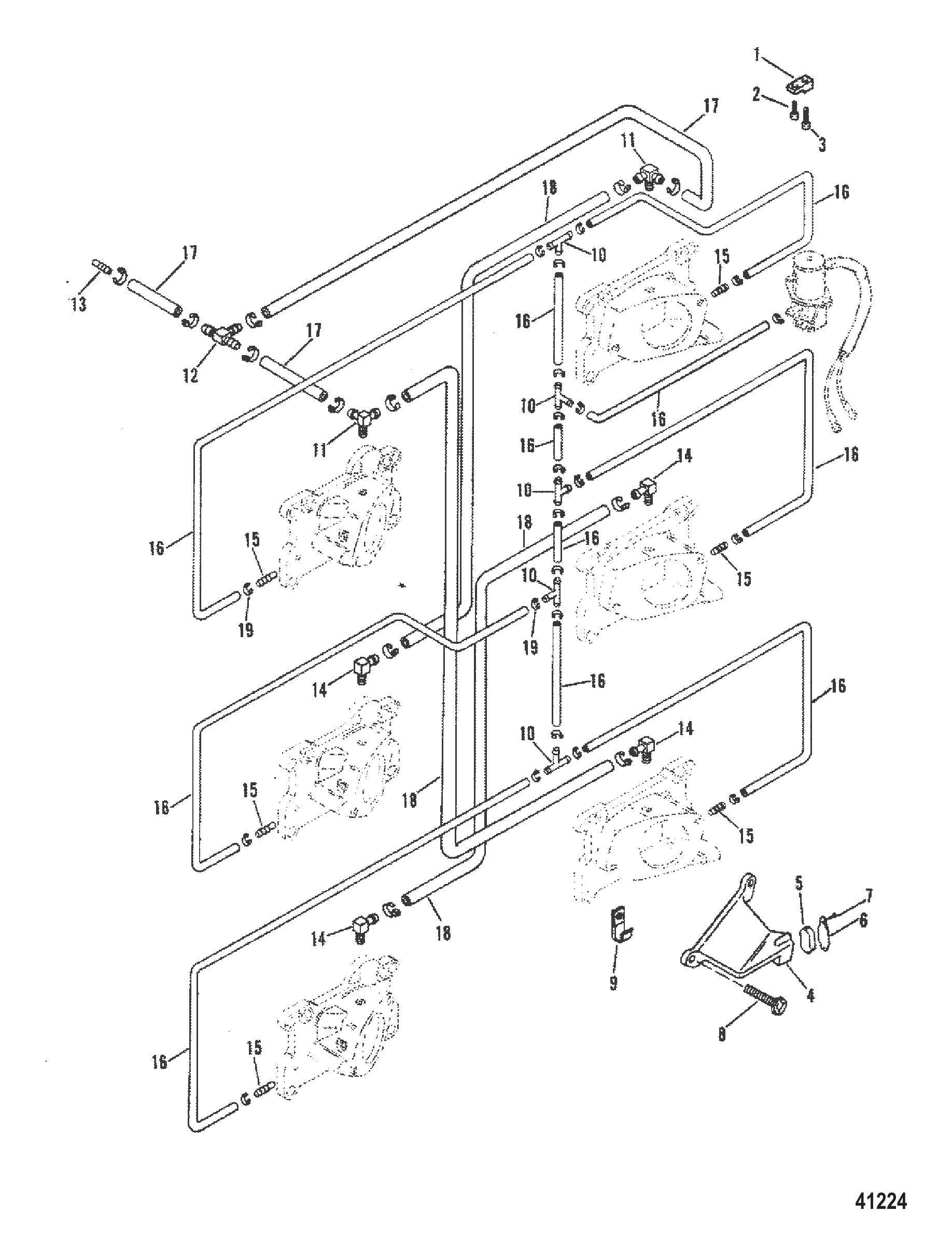 化油器软管与配件(序列号D000750及以上) CARB HOSES AND FITTINGS (SERIAL #D000750 AND UP)