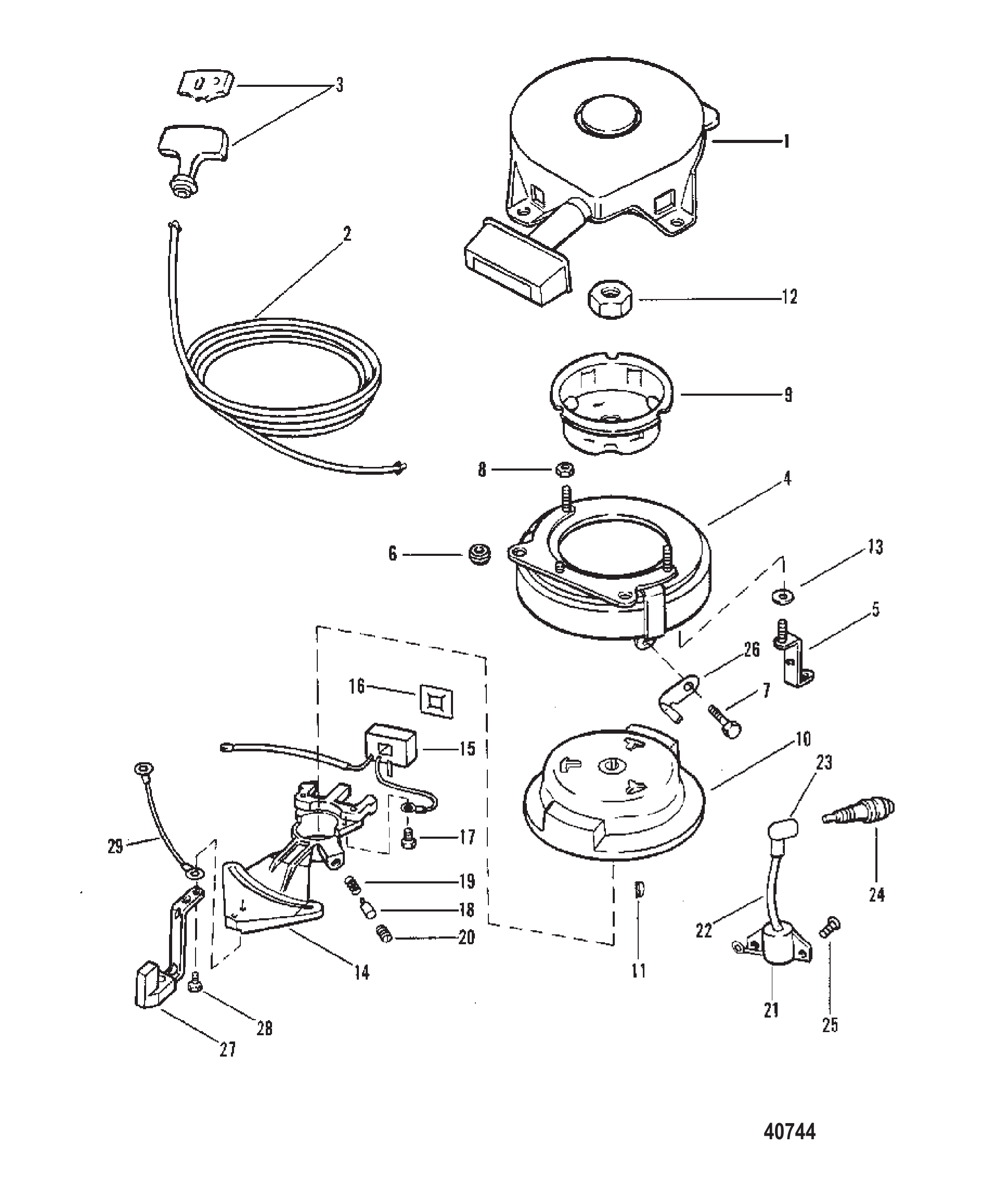 回弹启动器与飞轮 RECOIL STARTER AND FLYWHEEL
