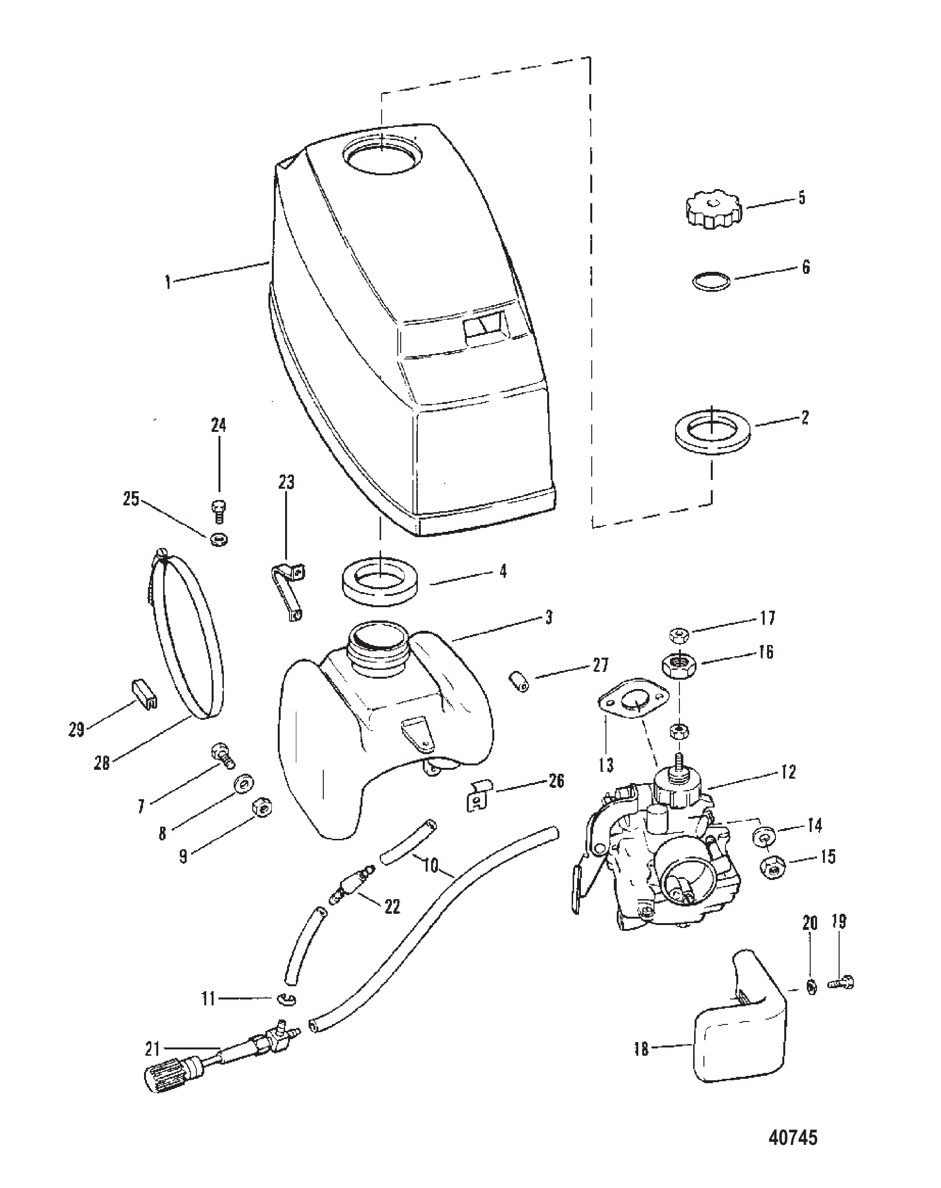 顶罩燃油箱与化油器 TOP COWL FUEL TANK AND CARBURETOR