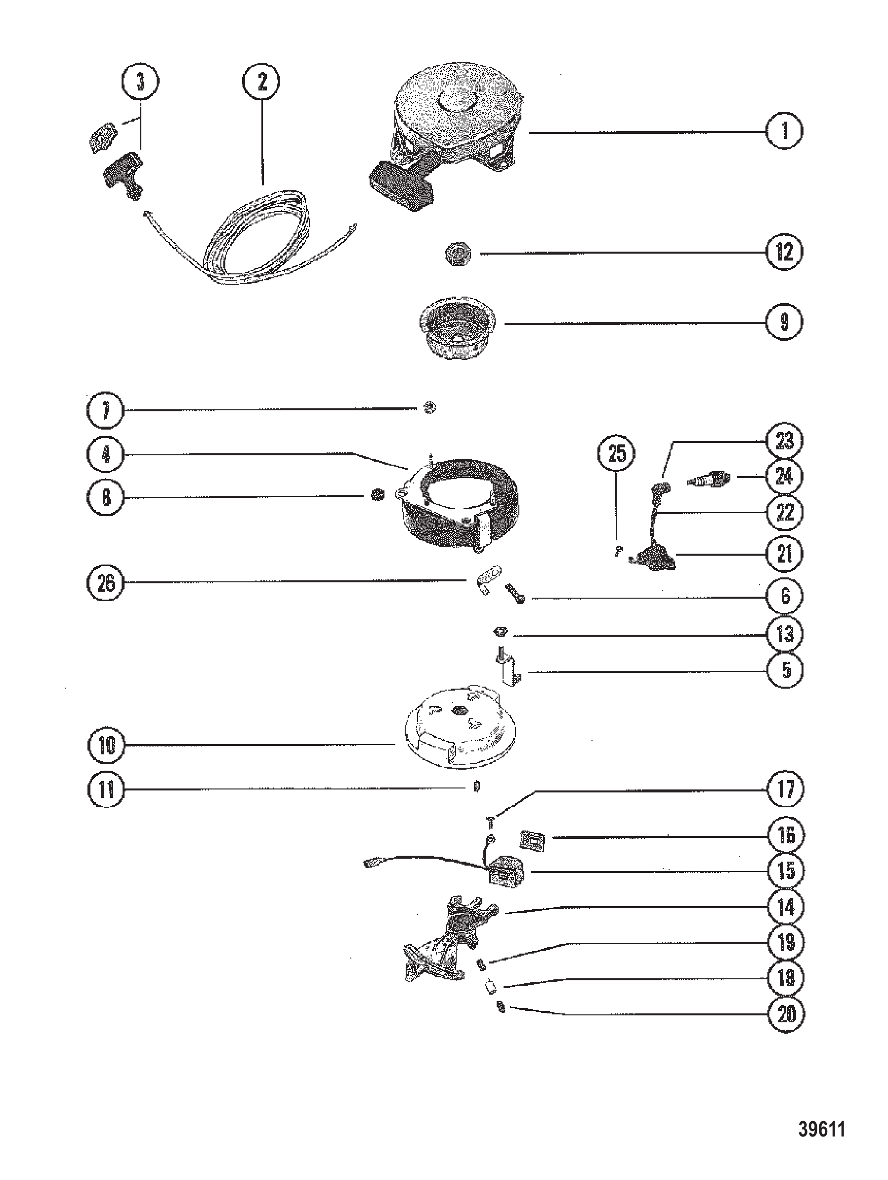 回弹启动器与飞轮 RECOIL STARTER AND FLYWHEEL