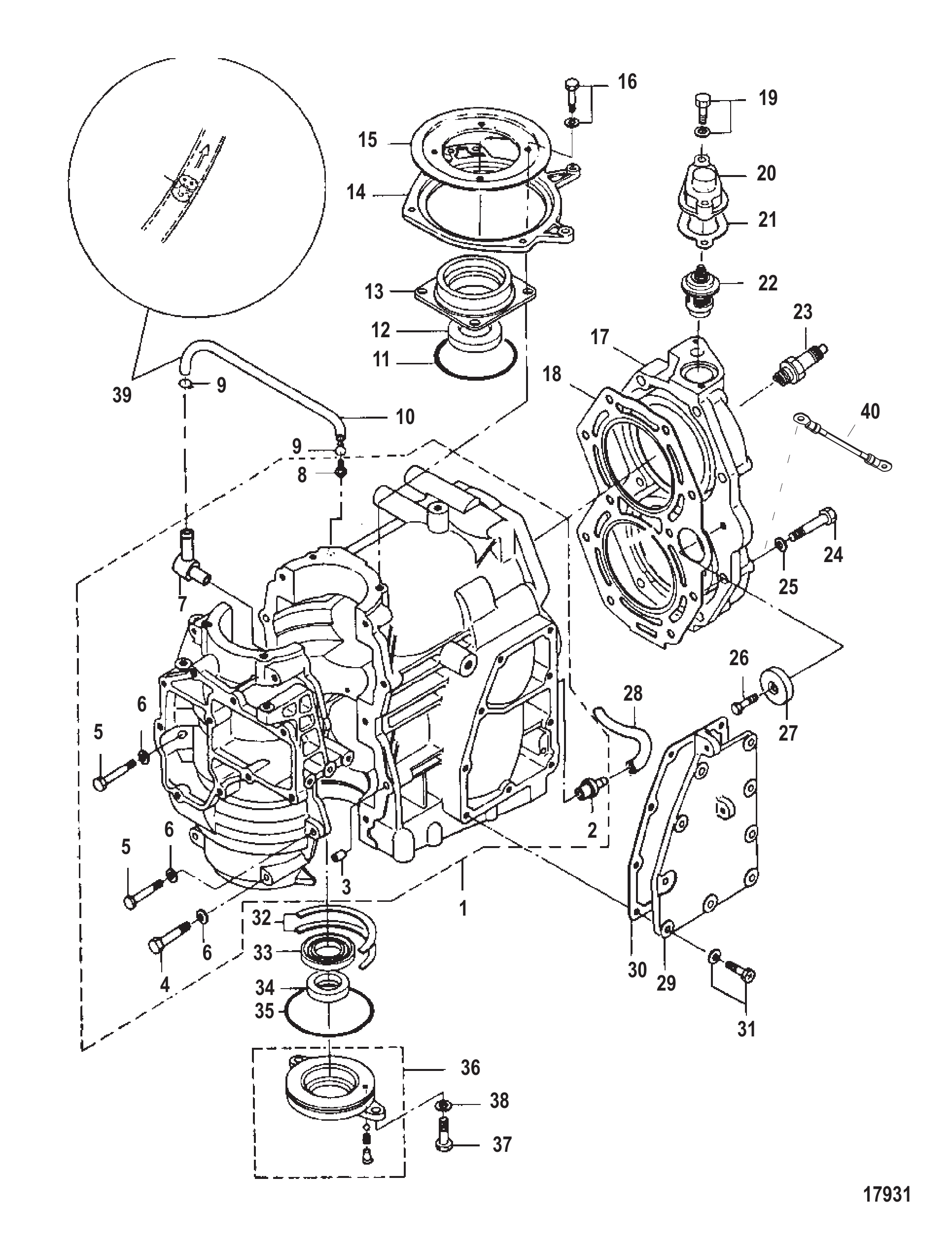 气缸体序列号0N162743及以下 Cylinder Block SN 0N162743 and below