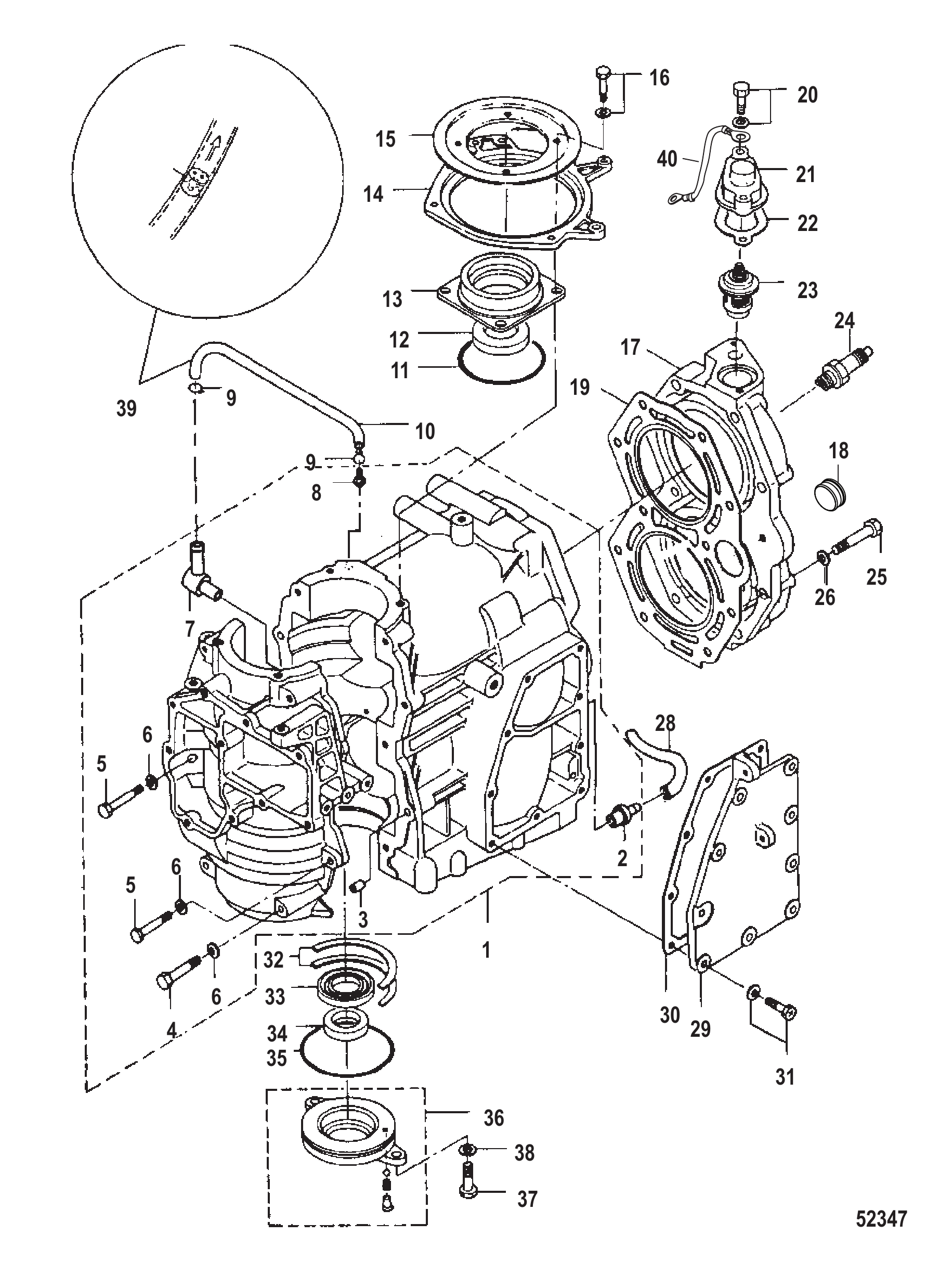 气缸体序列号0N162744及以上 Cylinder Block SN 0N162744 and up