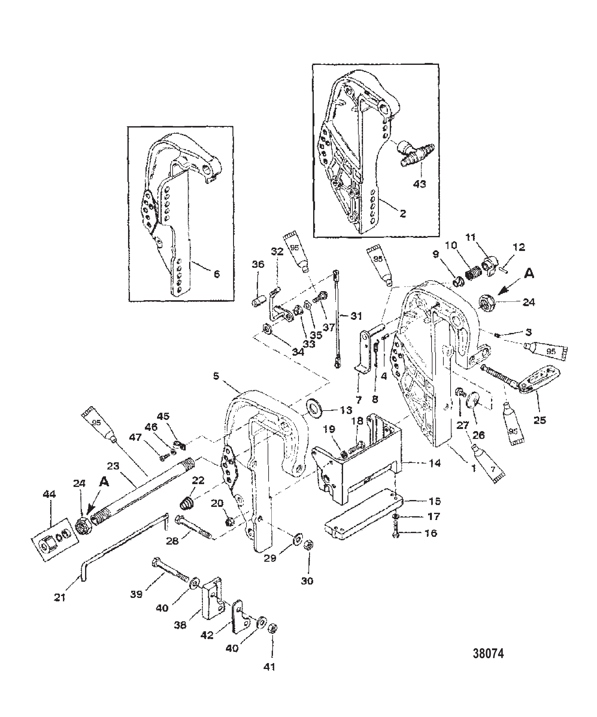 艉板/夹紧支架(序列号0D182000及以上) TRANSOM/CLAMP BRACKET (S/N 0D182000 and ABOVE)