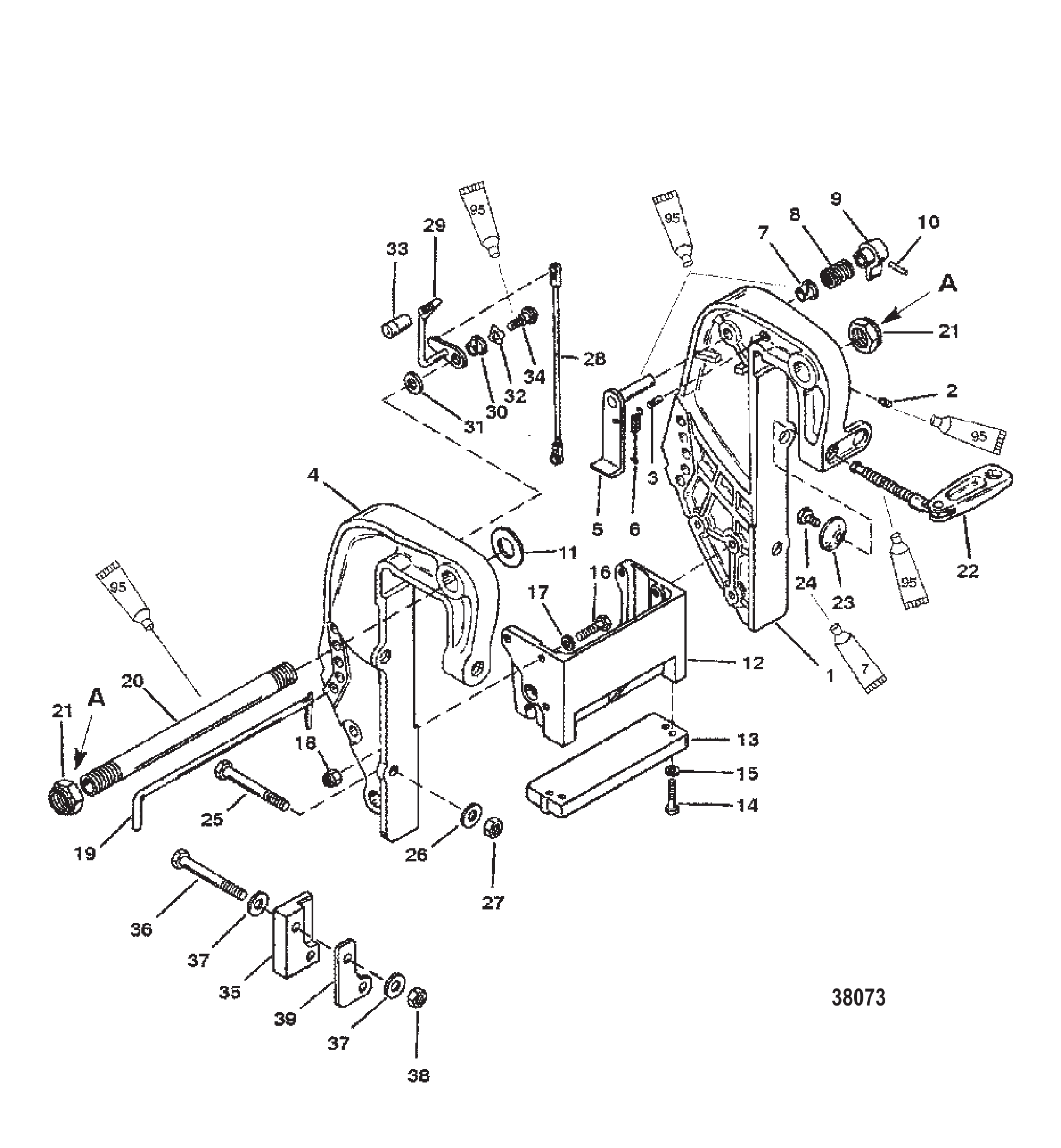 夹紧支架(拇指螺丝设计-序列号0D181999及以下) CLAMP BRACKET (THUMB SCREW DESIGN-S/N 0D181999 and BELOW)