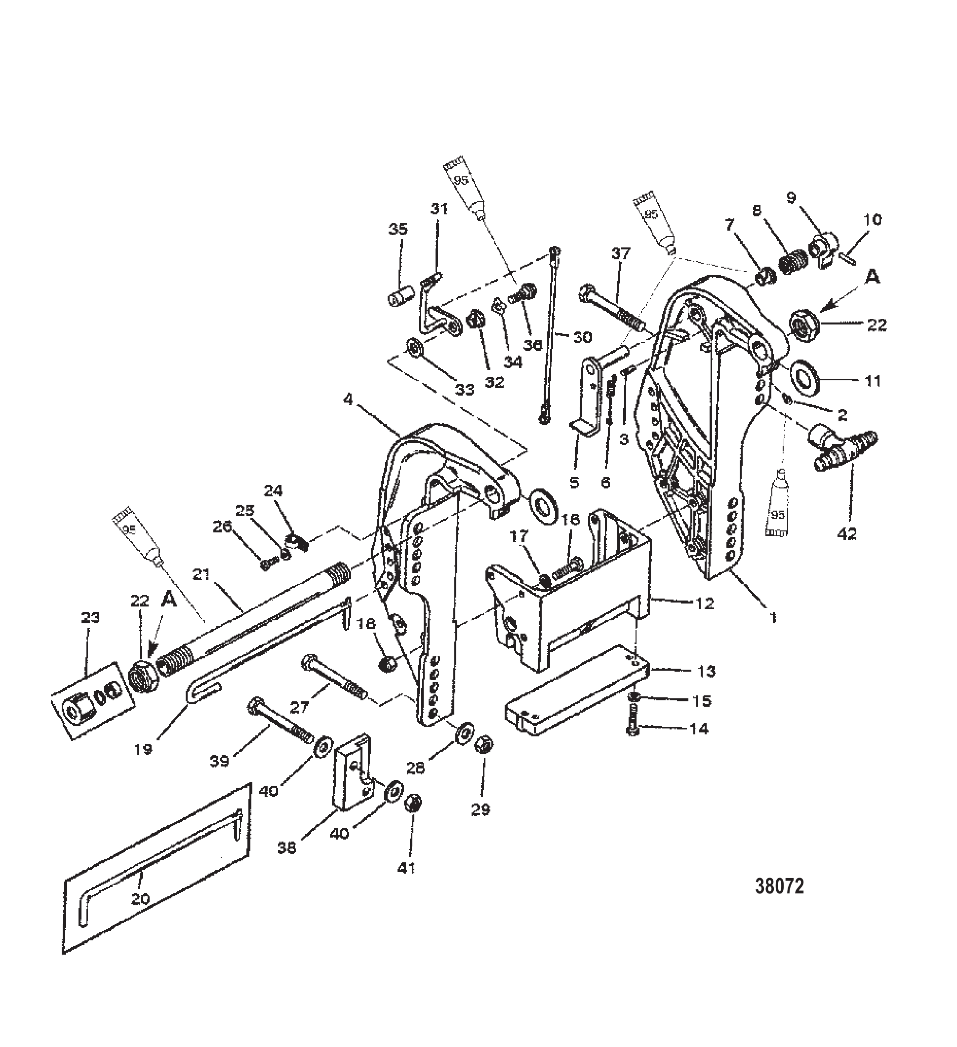 艉板支架(序列号0D181999及以下) TRANSOM BRACKET (S/N 0D181999 and BELOW)