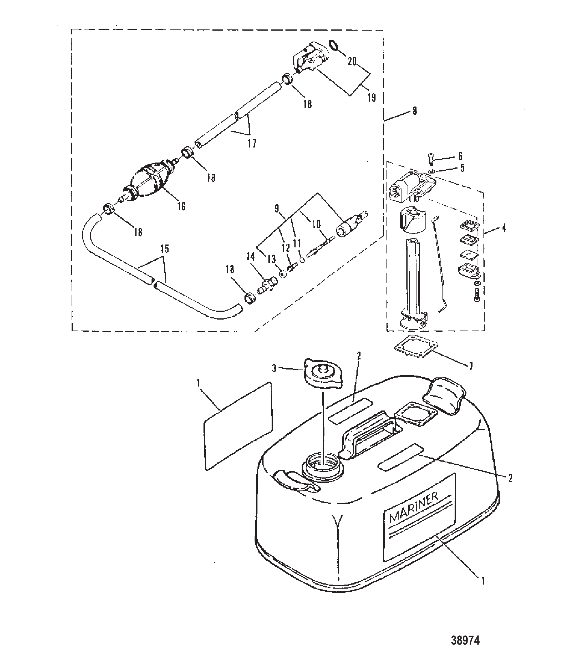 燃油箱与燃油管路总成(原装设备)24升 FUEL TANK AND FUEL LINE ASSEMBLY (ORIGINAL EQUIPMENT) 24 LIT