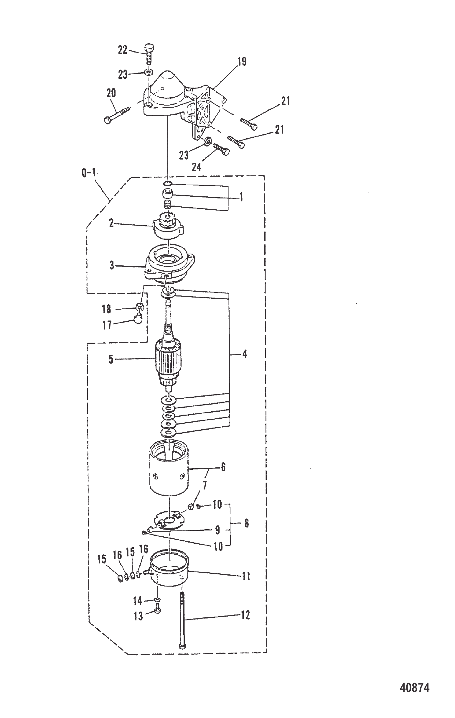 启动电机(E-101515/EL-404000及以下) STARTER MOTOR (E-101515/EL-404000 and Below)