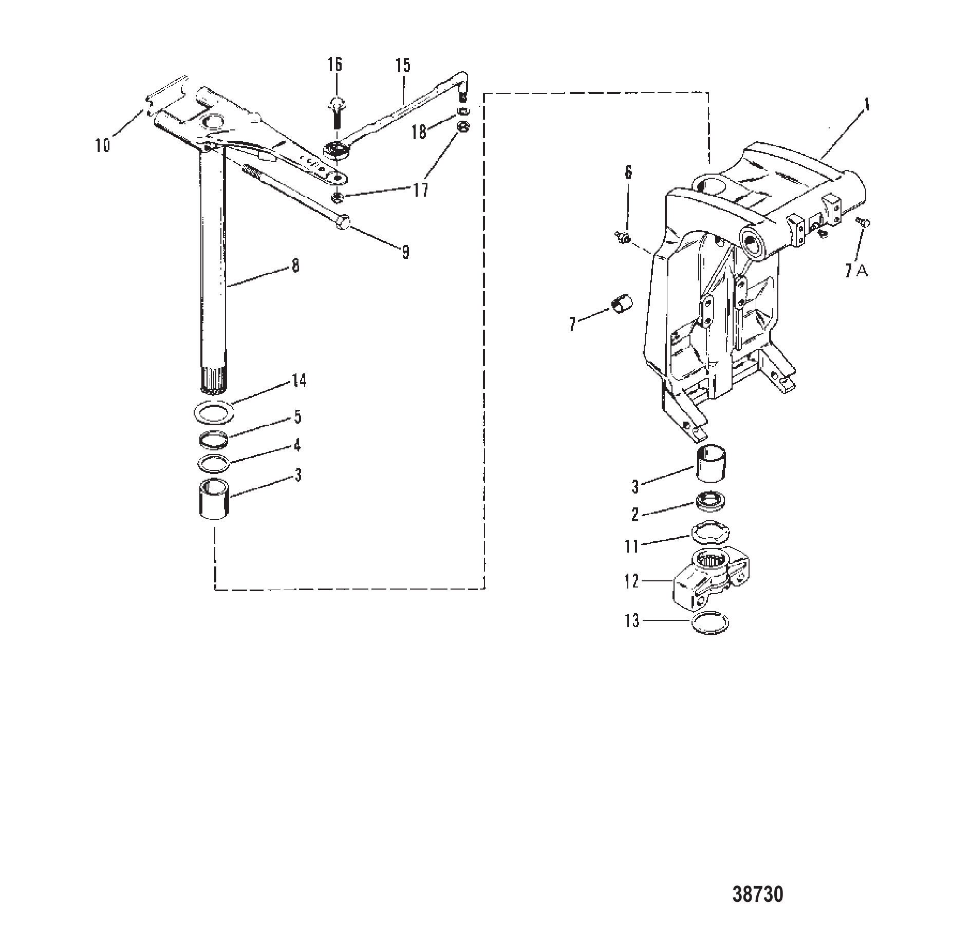 旋转支架(动力升降)(0C159199及以下) SWIVEL BRACKET (POWER TRIM)(0C159199 AND BELOW)