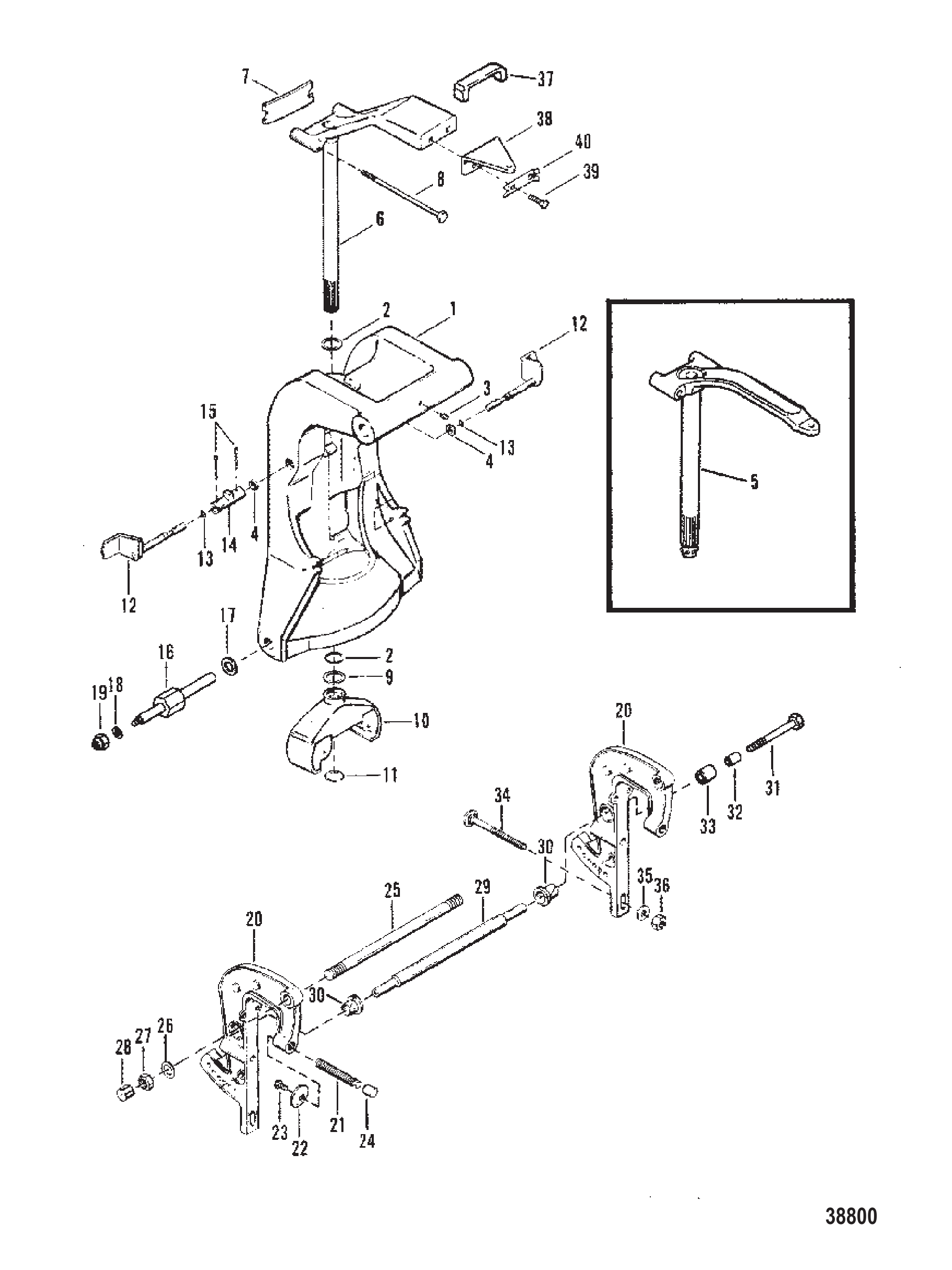 夹紧与旋转支架(动力升降) CLAMP AND SWIVEL BRACKET (POWER TRIM)