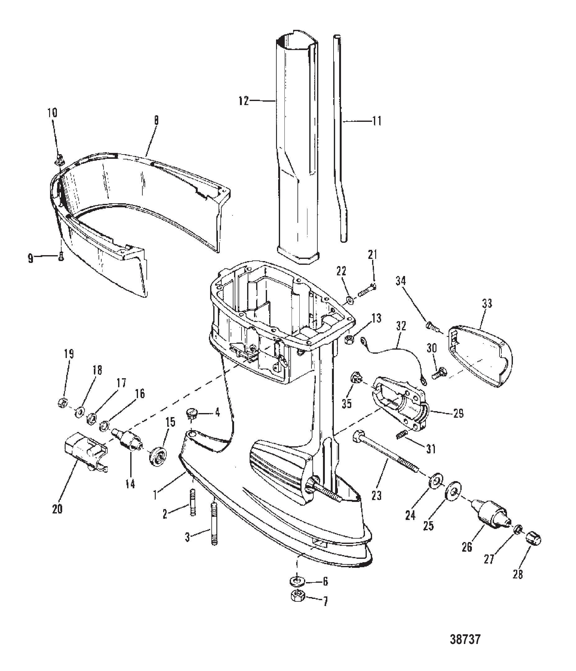 驱动轴壳体(长轴)(0C159200及以上) DRIVESHAFT HOUSING (LONG SHAFT)(0C159200 AND UP)