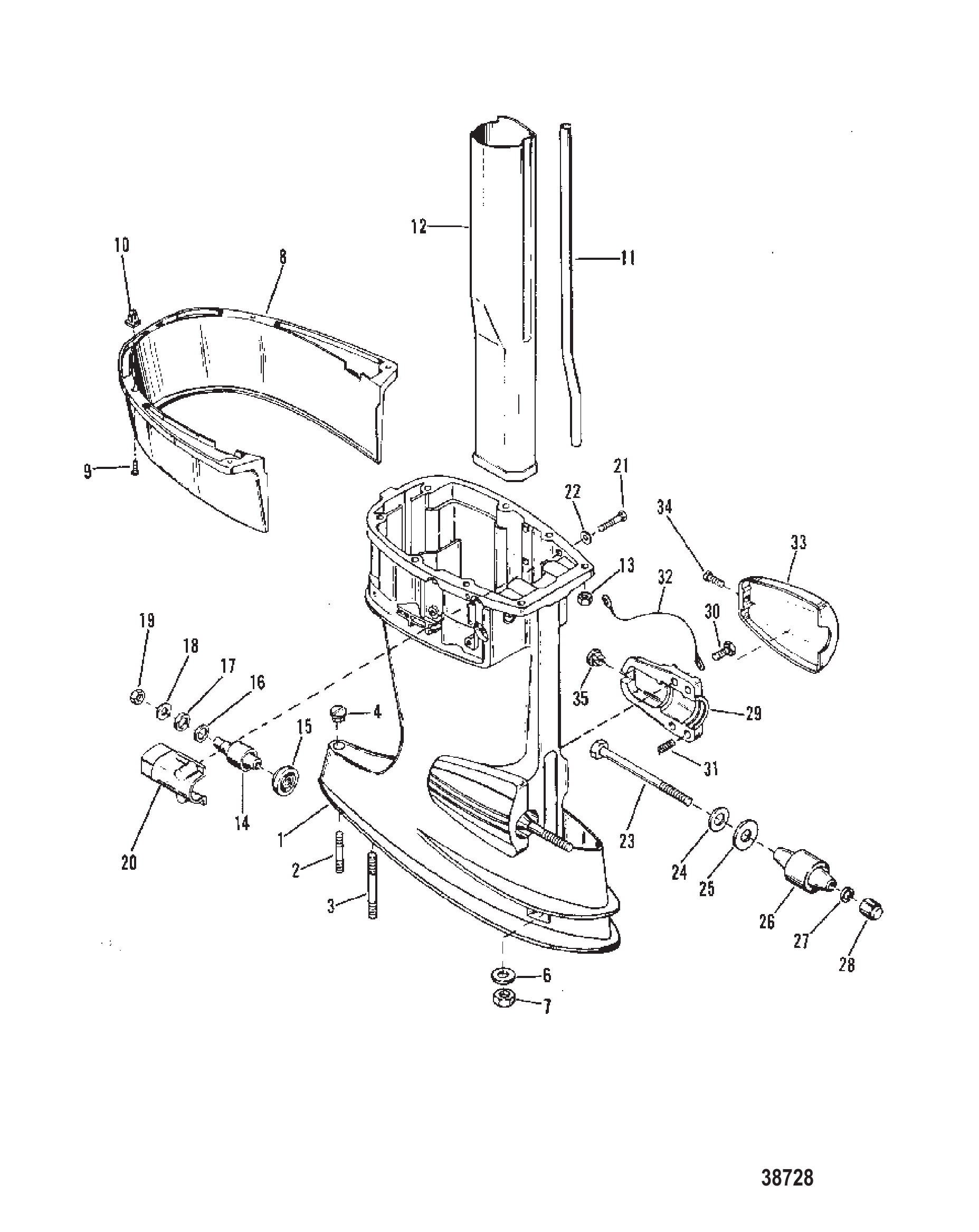 驱动轴壳体(短轴)(长轴-0C159199及以下) Driveshaft Housing (Short)(Long-0C159199 and Below)