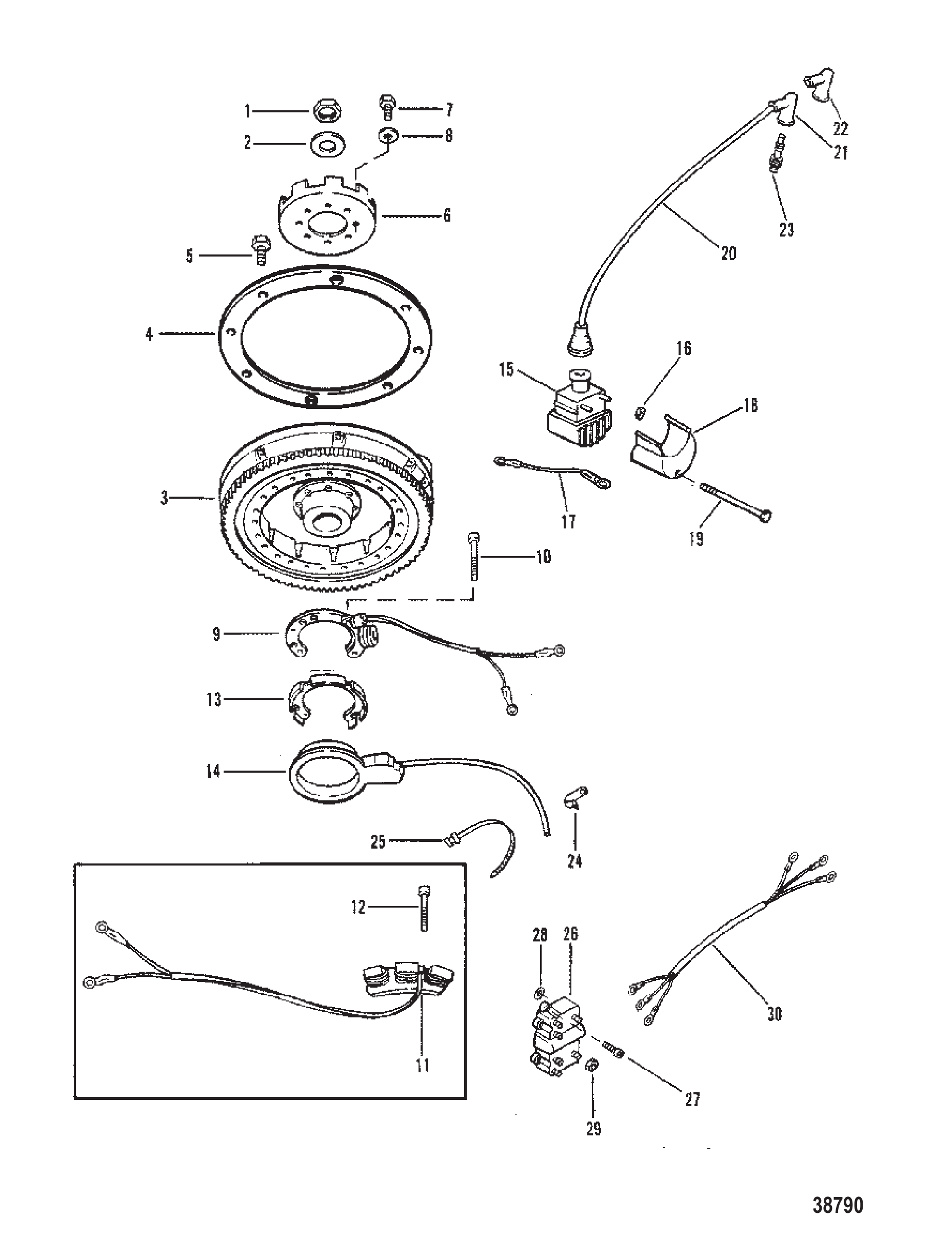 飞轮、点火线圈和开关盒 FLYWHEEL, IGNITION COIL AND SWITCH BOX