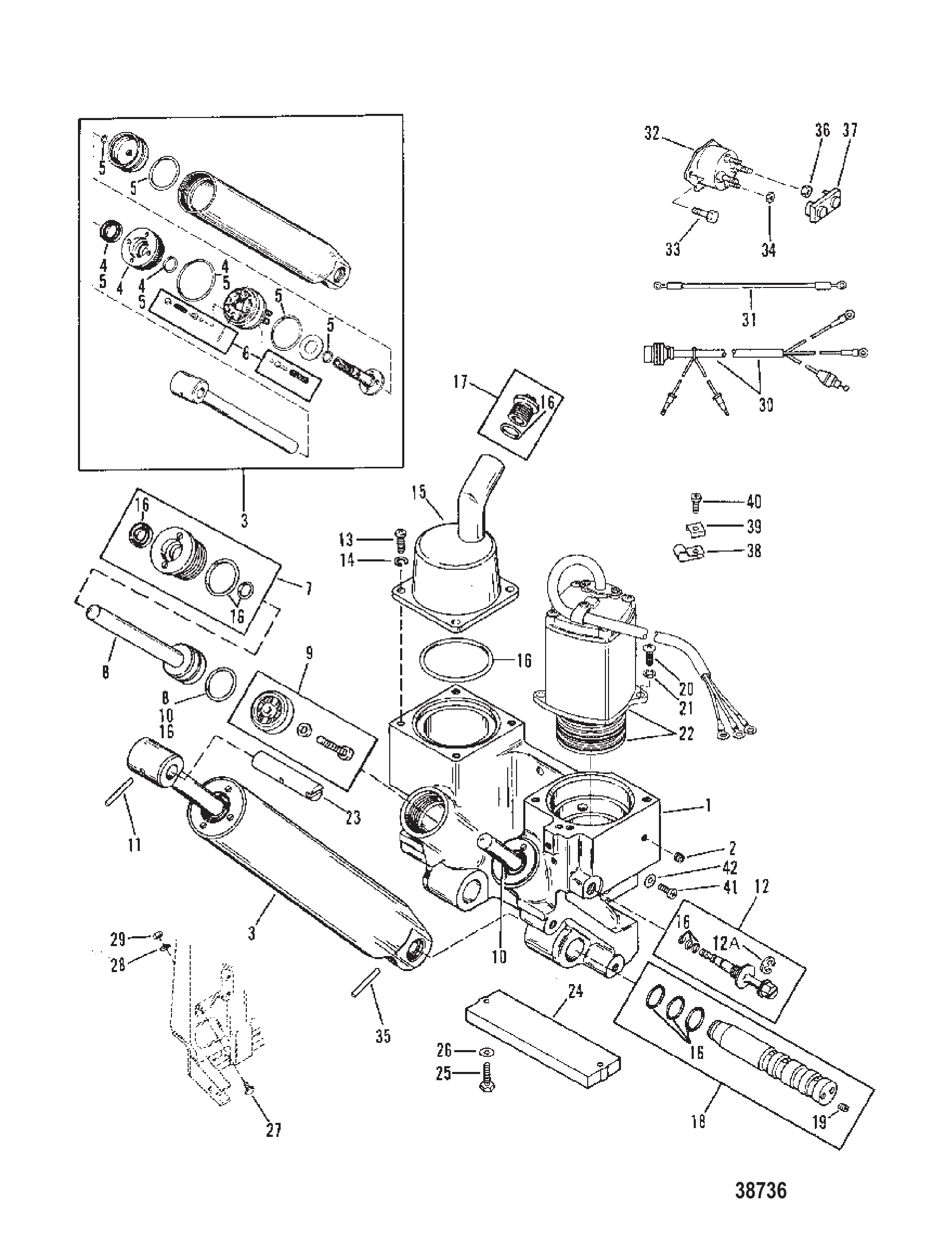 动力升降组件(0C159199及以下) POWER TRIM COMPONENTS (0C159199 AND BELOW)