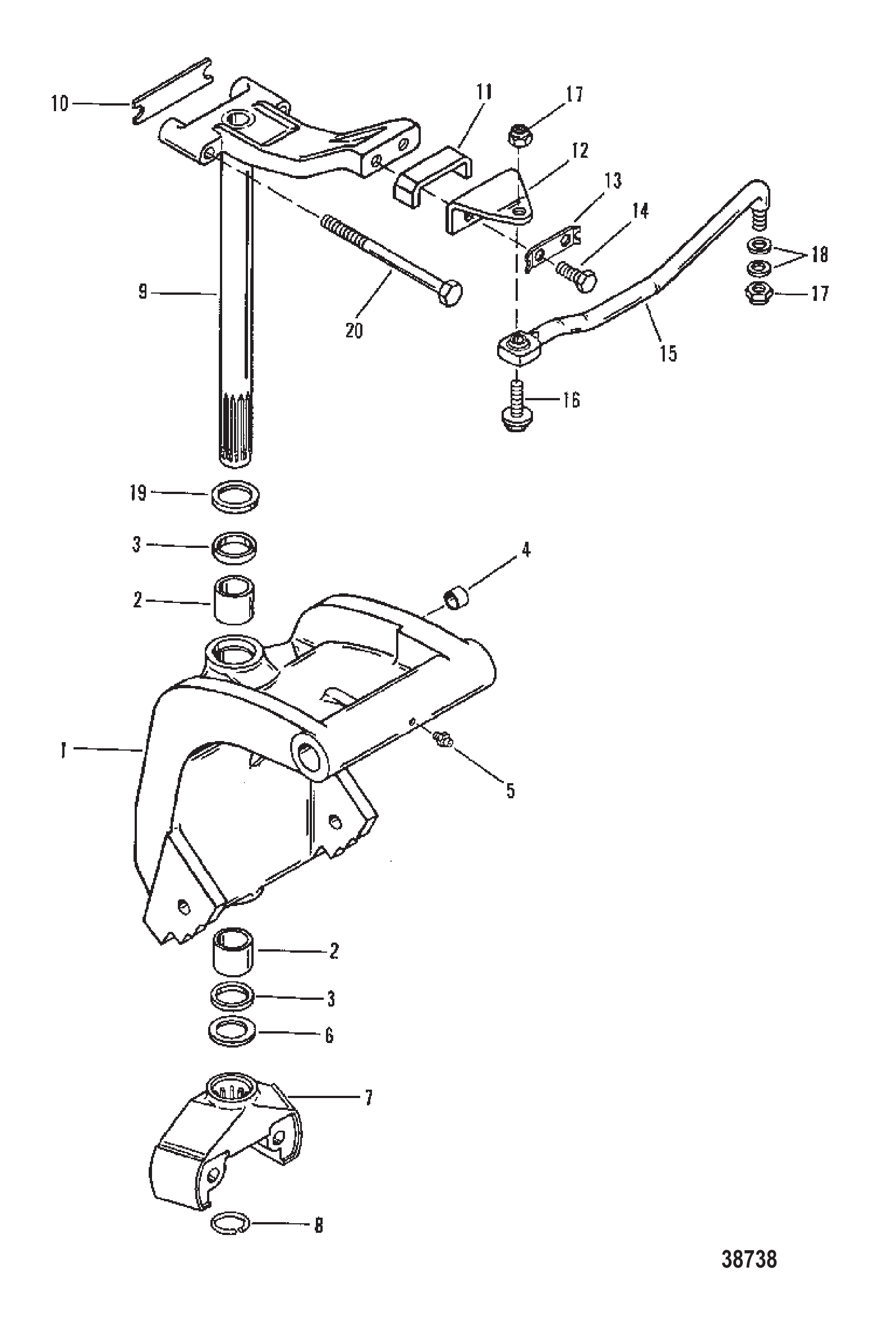 旋转支架(长轴)(0C159200及以上) SWIVEL BRACKET (LONG SHAFT)(0C159200 AND UP)
